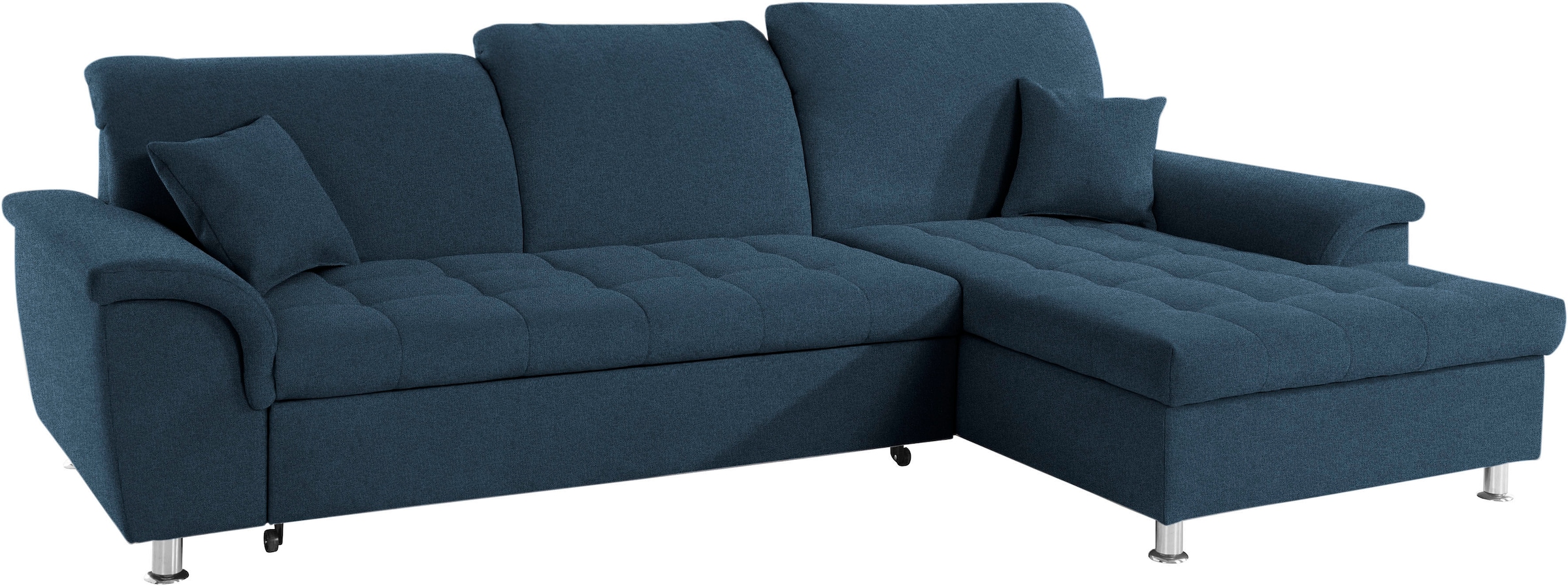 DOMO collection Ecksofa »Franzi, zeitlos und elegant, moderne Sitzheftung, L-Form«, wahlweise mit Kopfteilverstellung (dann Tiefe: 170 cm)