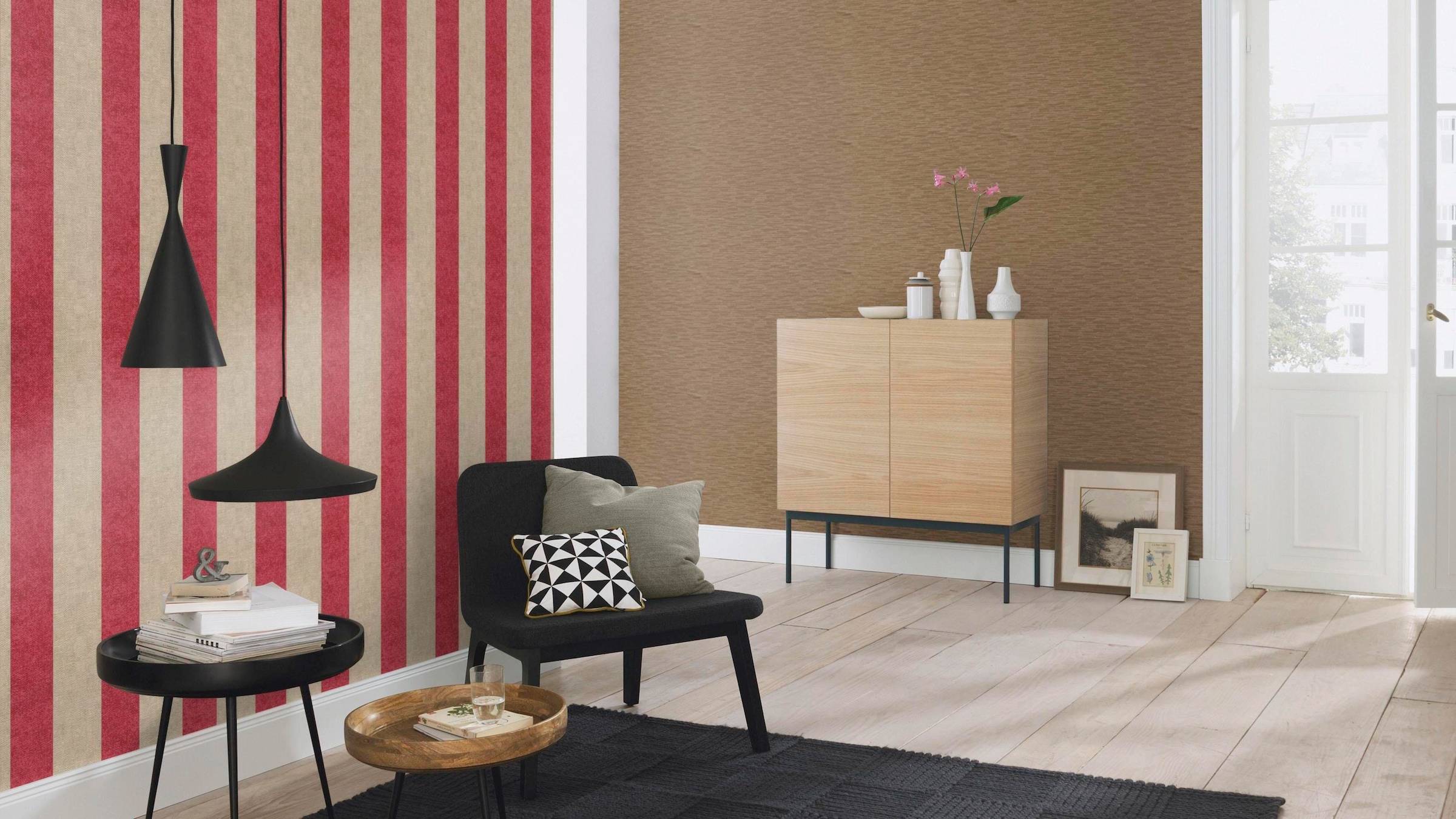 Rasch Vinyltapete »Via Trento«, gestreift-Metall-Effekte