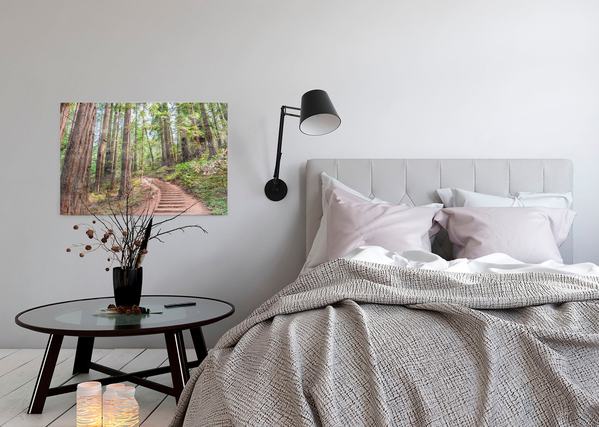 A.S. Création Leinwandbild »Forest Walk«, Kunst-Wald-Kinder, (1 St.), Waldweg Wald Bild Keilrahmen Leinwand-Bild Wohnzimmer modern Wandbild