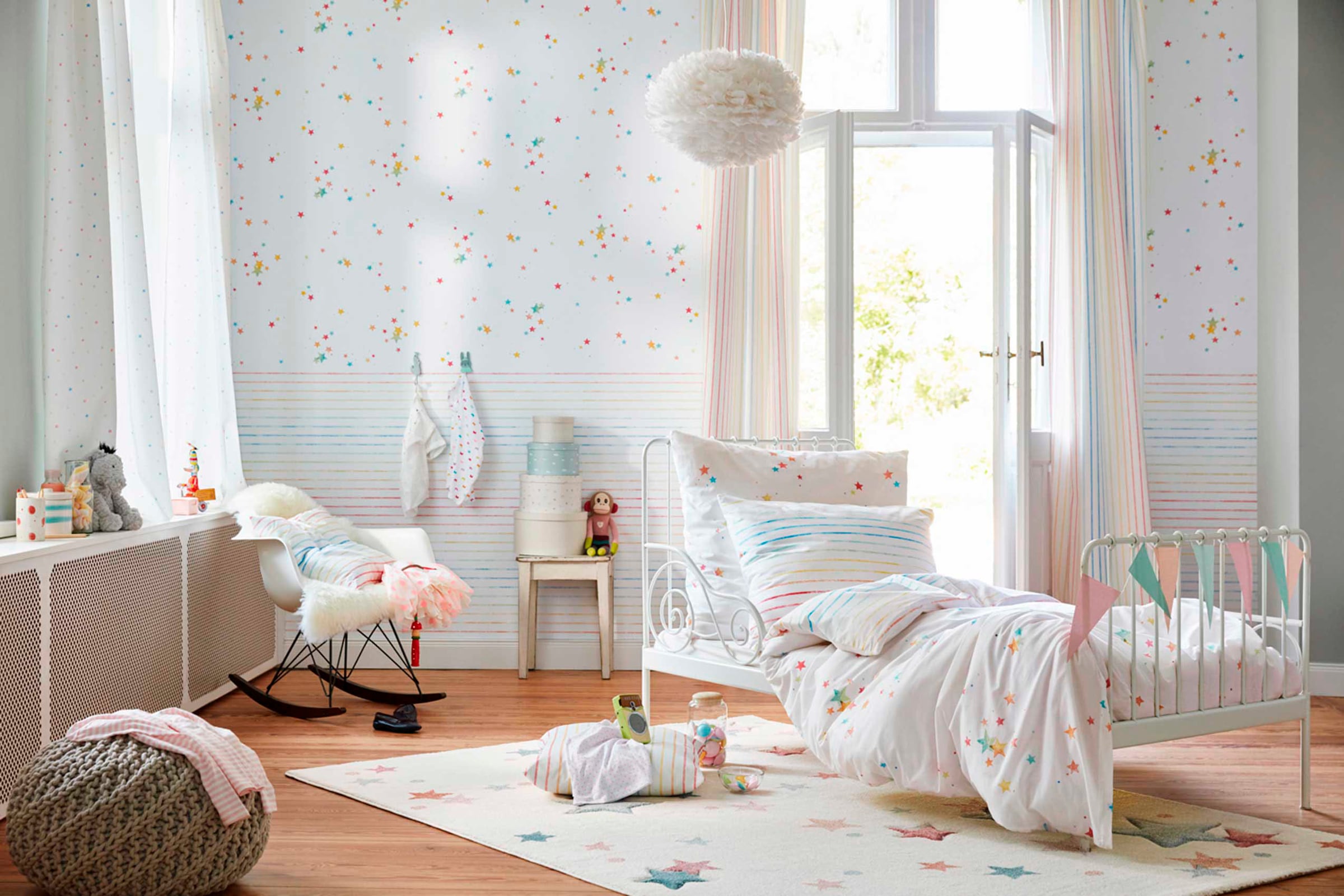 Esprit Kinderteppich »Jonne ESP-4639«, rechteckig, 13 mm Höhe, Kurzflor, Sterne in pastell Farben, Kinderzimmer