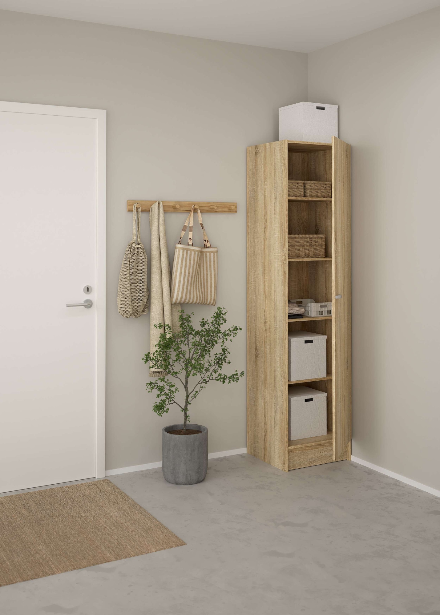 INOSIGN Drehtürenschrank »Focus, Kleiderschrank, Stauraum«, 1 Tür, 4 Einlegeböden, schmal, vielseitig einsetzbar, Breite 49 cm
