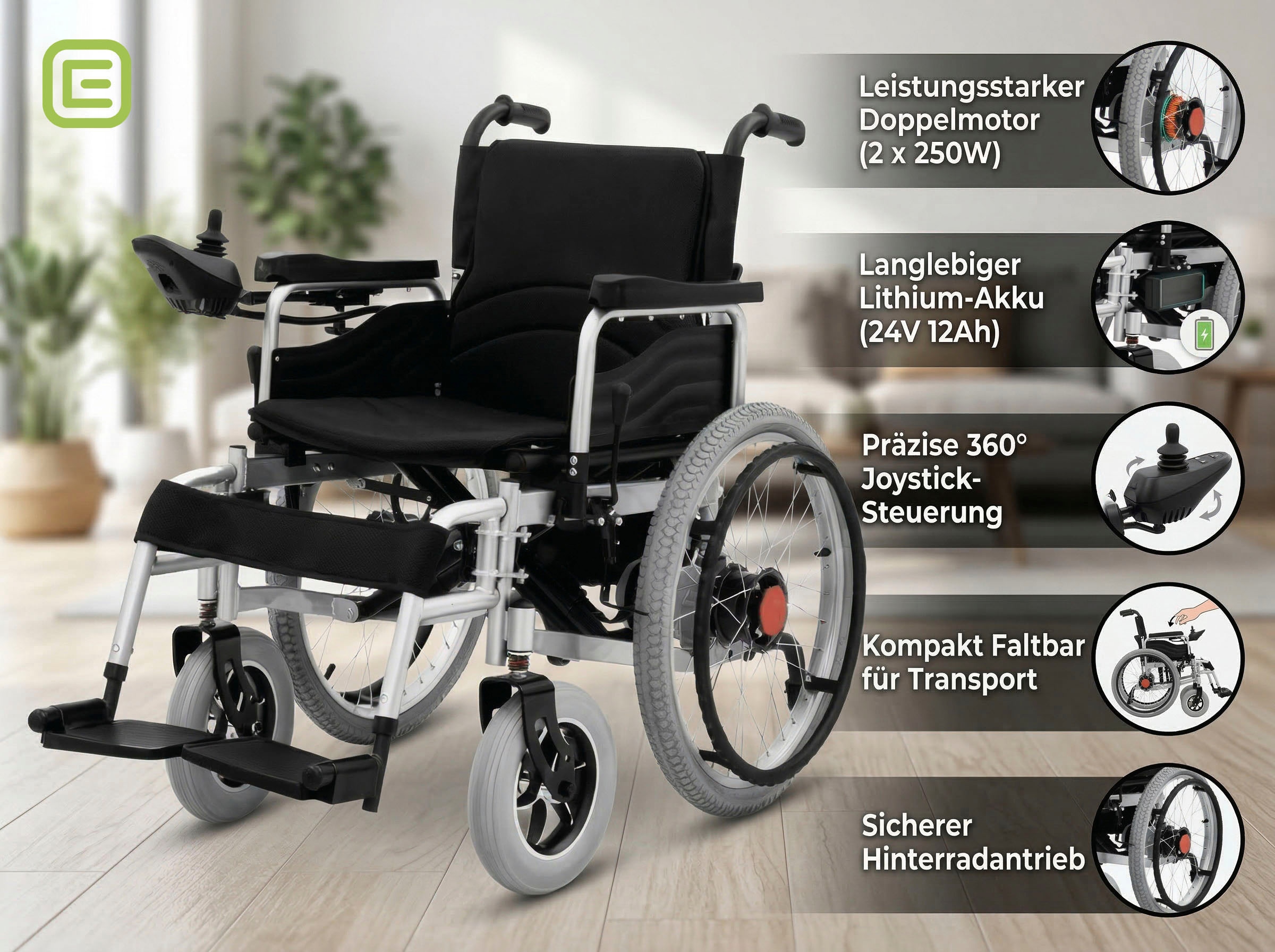 ECONELO Elektromobil »E-Rollstuhl Faltbar 250Wx2« 6 km/h