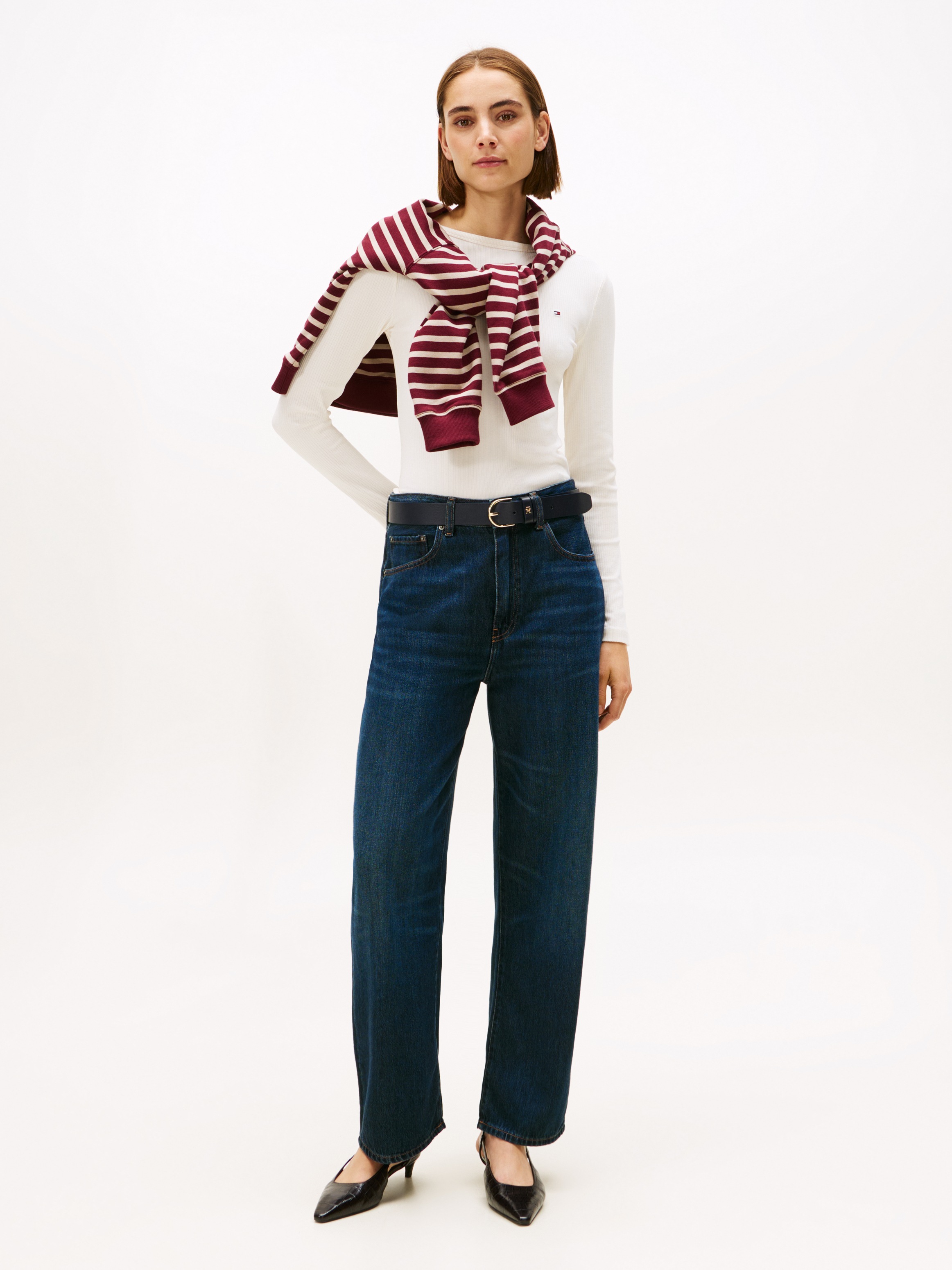 Tommy Hilfiger Langarmshirt »SLIM 5X2 RIB BOAT-NK LS«, in gerippter Struktur