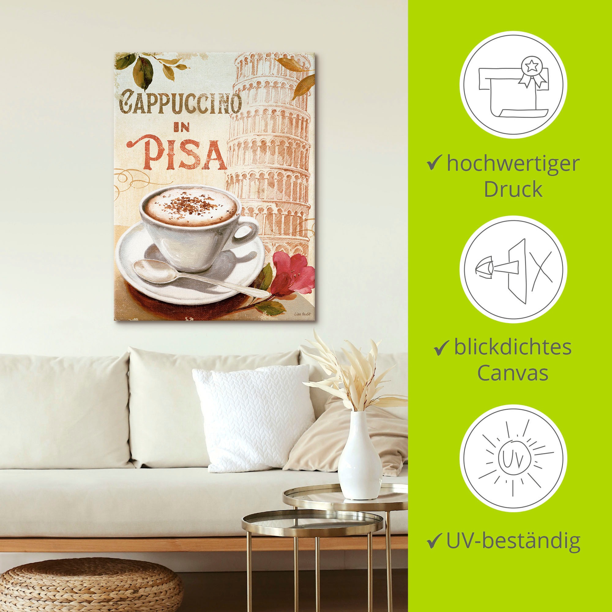 Artland Wandbild »Kaffee in Europa IV«, Getränke, (1 St.), als Leinwandbild, Wandaufkleber in verschied. Größen