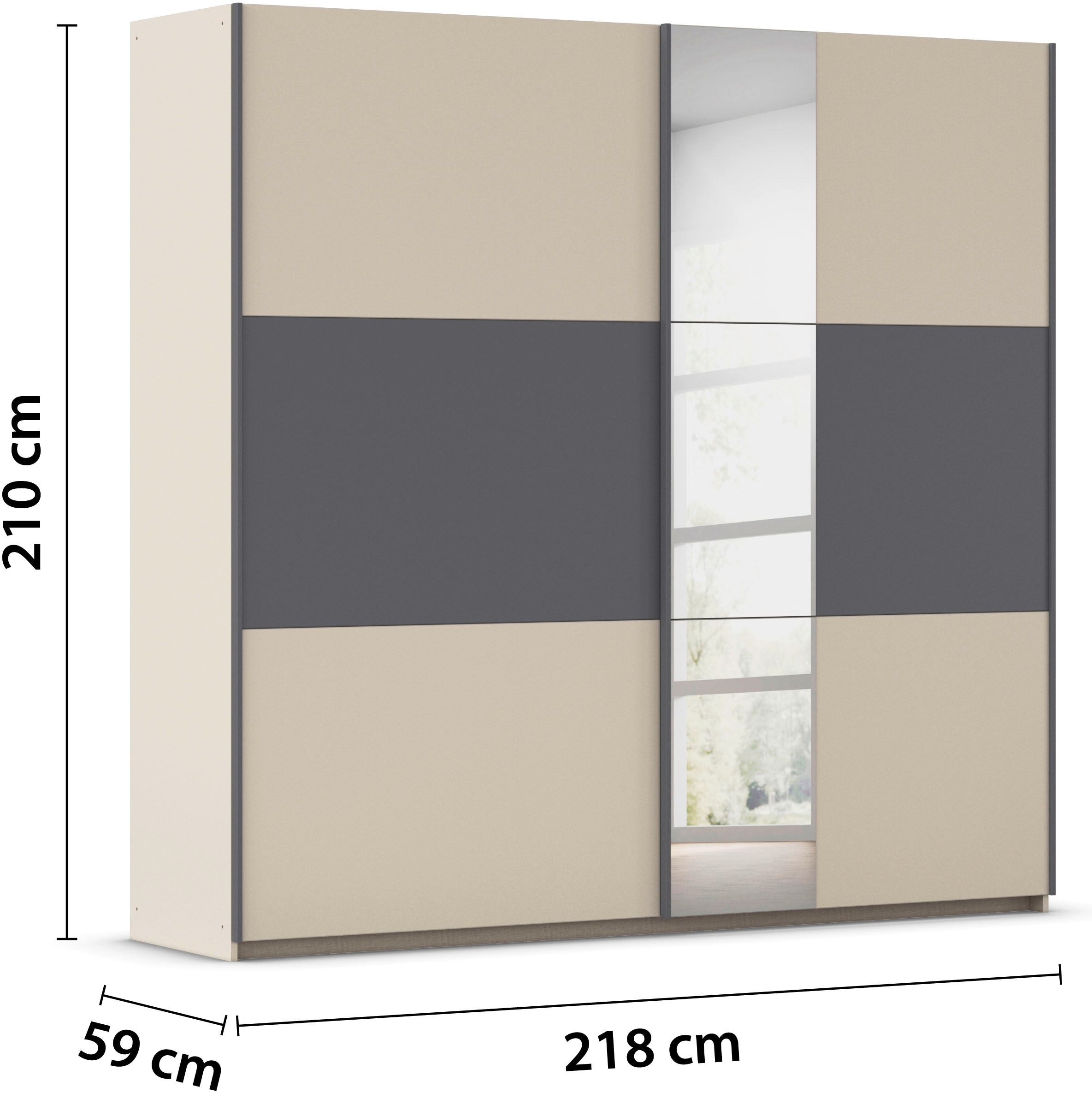 rauch Schwebetürenschrank »Kleiderschrank Schrank Garderobe Schlafzimmerschrank SAJO«, in 2 Breiten (218, 261 cm) optional mit Spiegel MADE IN GERMANY