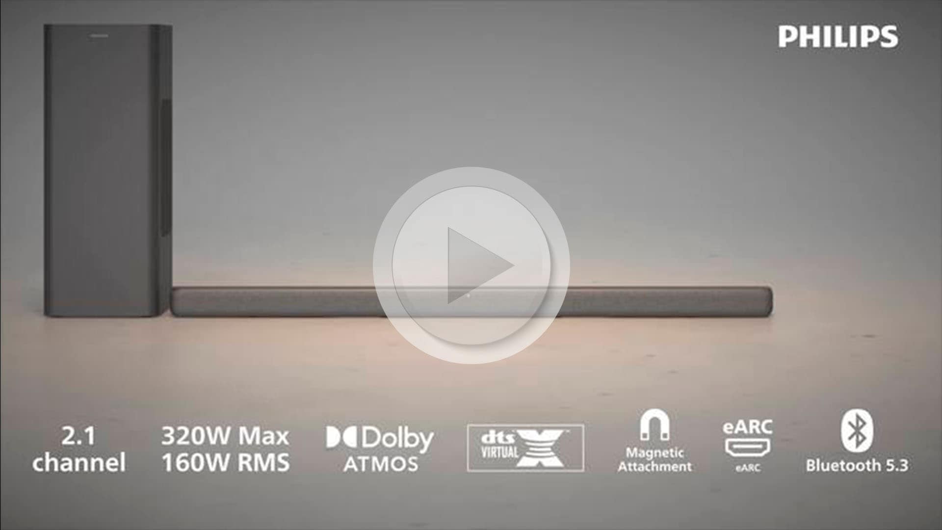 Philips Soundbar »TAB8200/10« 2.1 (A2DP Bluetooth | AVRCP Bluetooth | Bluetooth App-Steuerung | Bassregelung | Nacht Modus | USB-Wiedergabe 160 W)