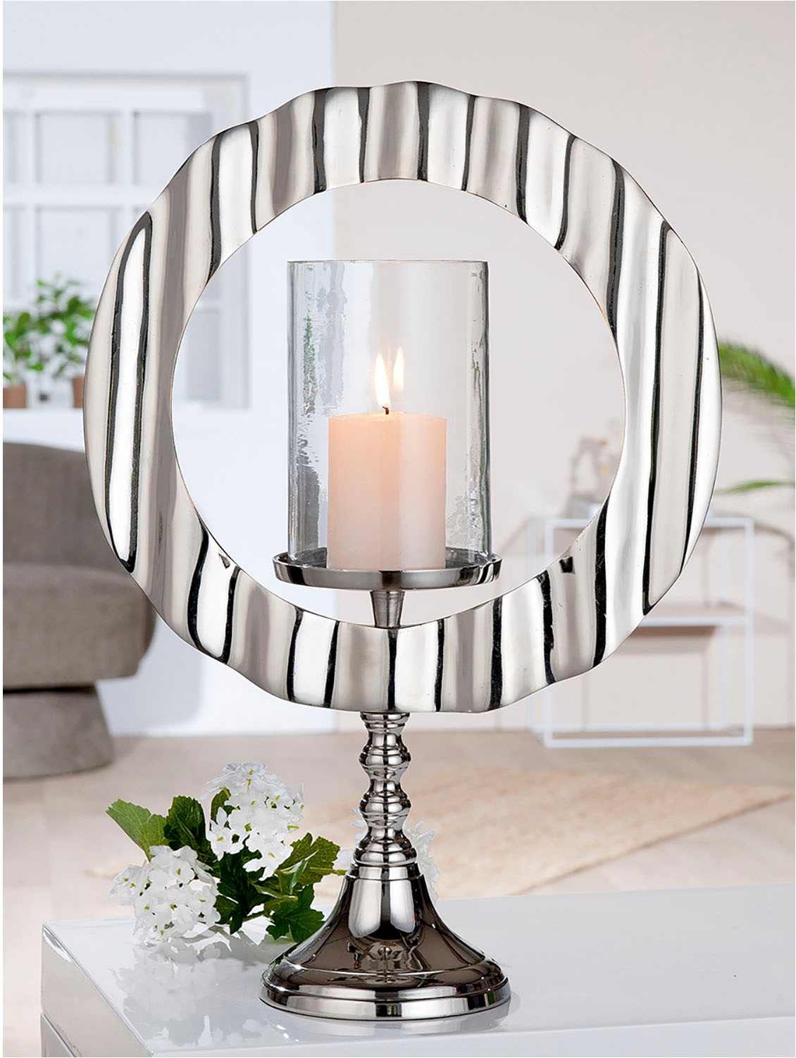 Casablanca by Gilde Windlicht »Kerzenleuchter Circulus silber«, (1 St.) günstig online kaufen