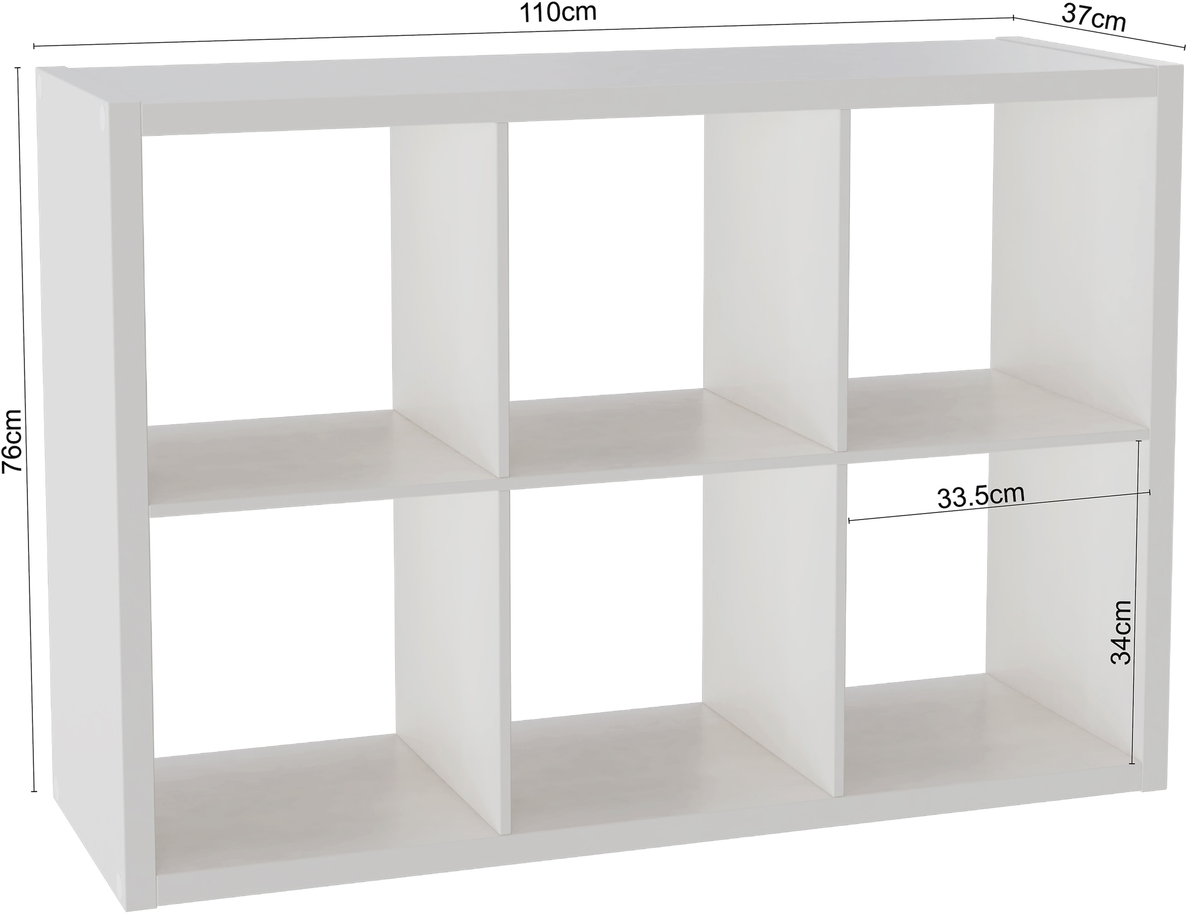INOSIGN Bücherregal »IZOLA, Raumteiler, Aktenregal, Würfelregal,«, mit 6 oder 8 Fächern, quer und hochkant stellbar, (B/T) 76x37 cm