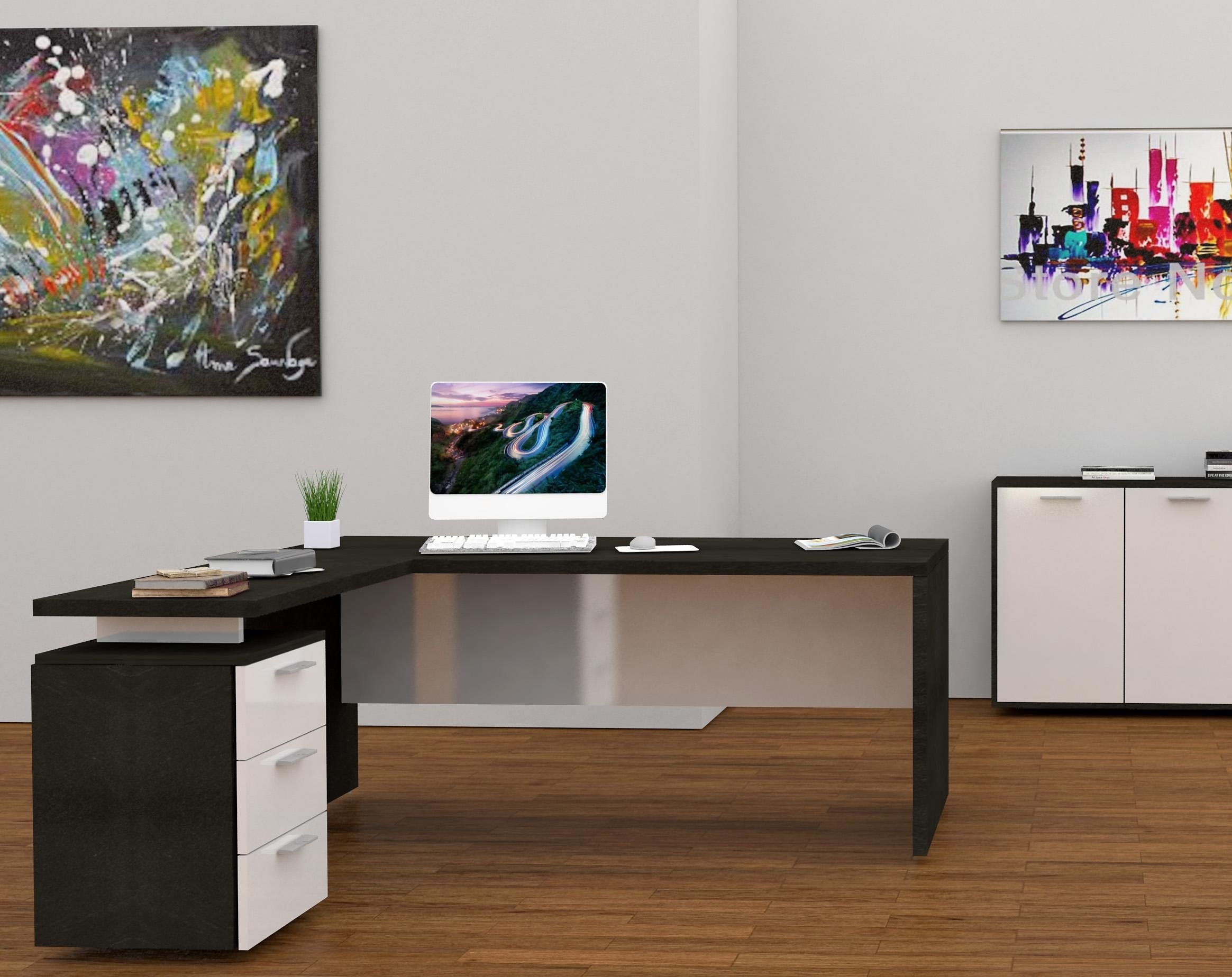 INOSIGN Eckschreibtisch »New Selina«, Schreibtisch, Schubkästen, mit oder ohne Monitoraufsatz, B 180/160 cm