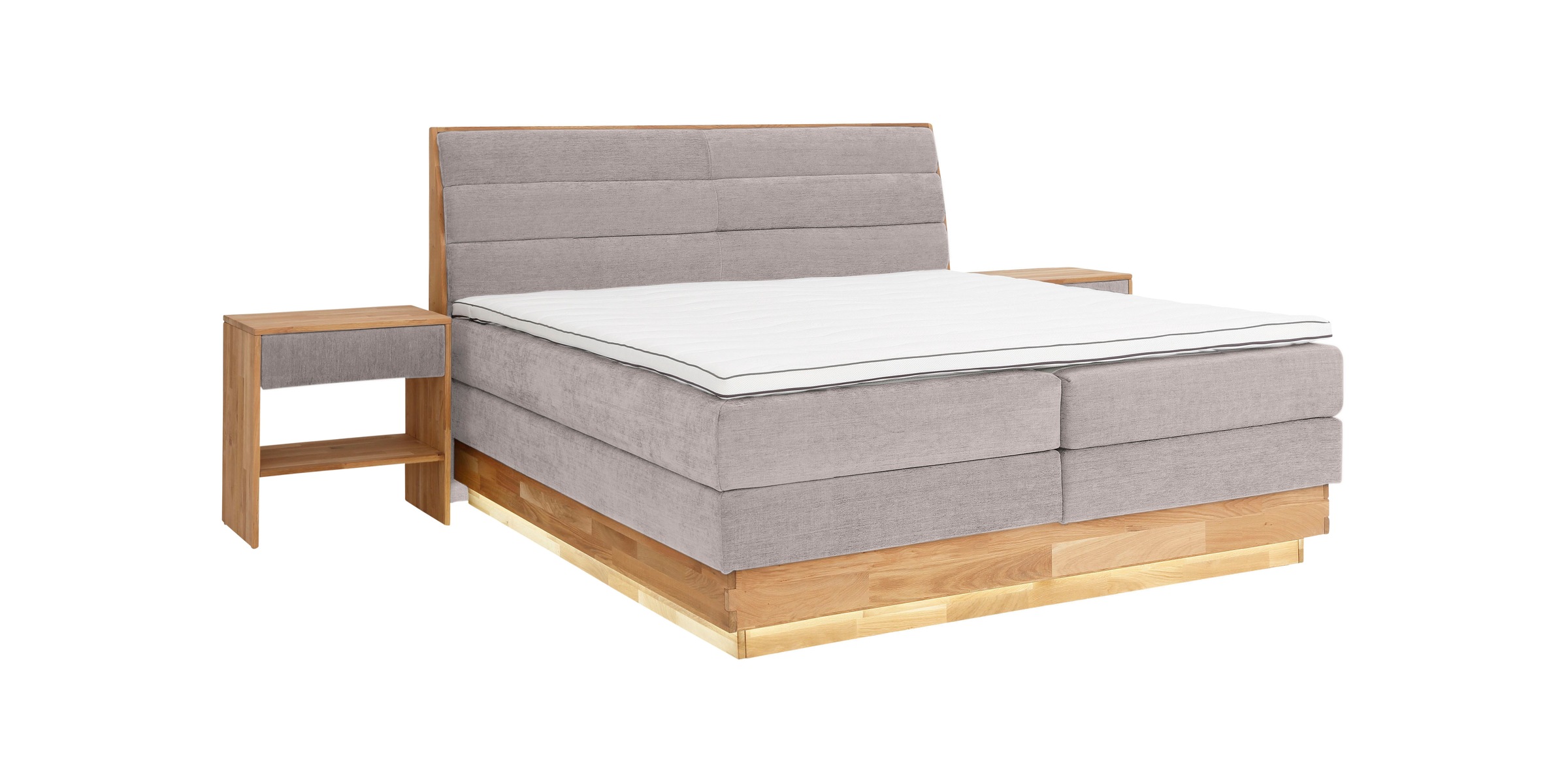 OTTO products Boxspringbett, LED-Beleuchtung, mit zertifizierten, recycelten Bezugsstoffen