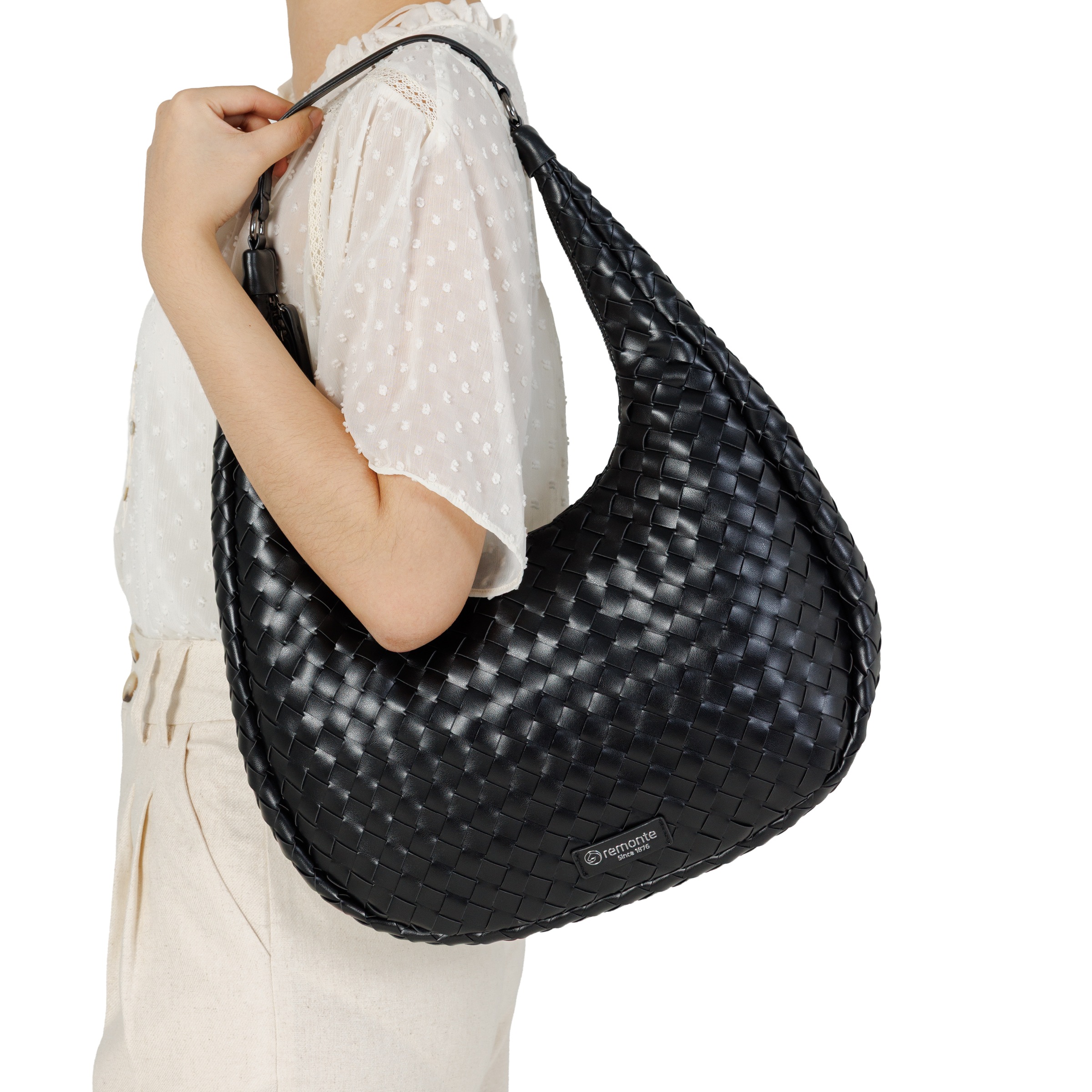 Remonte Hobo Beuteltasche, Handtasche in Flecht-Optik, mit kurzem Umhängeriemen