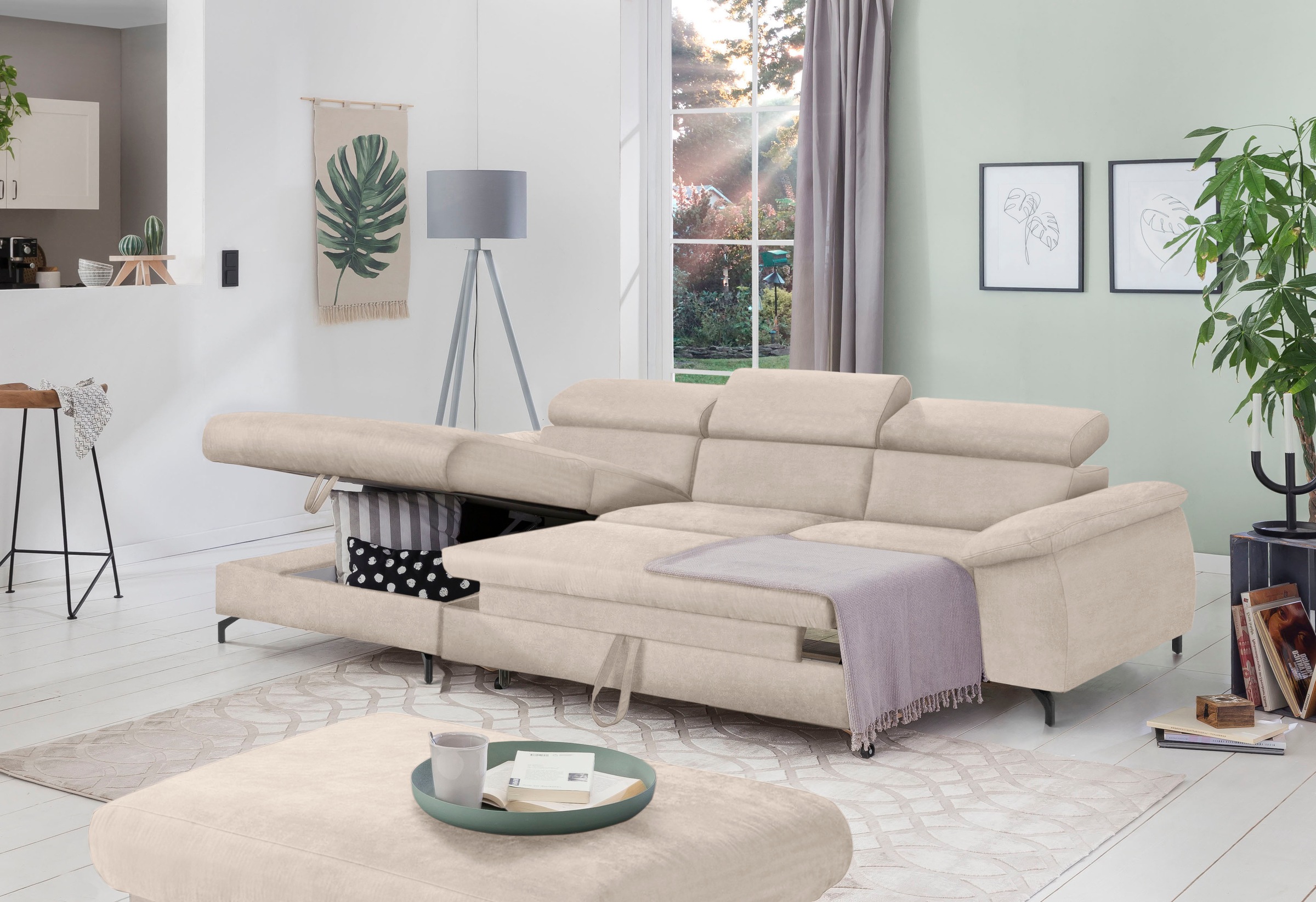 COTTA Ecksofa »Kitty L-Form, B: 242 cm«, mit Kopfteilverstellung, optional Bettfunktion & Bettkasten