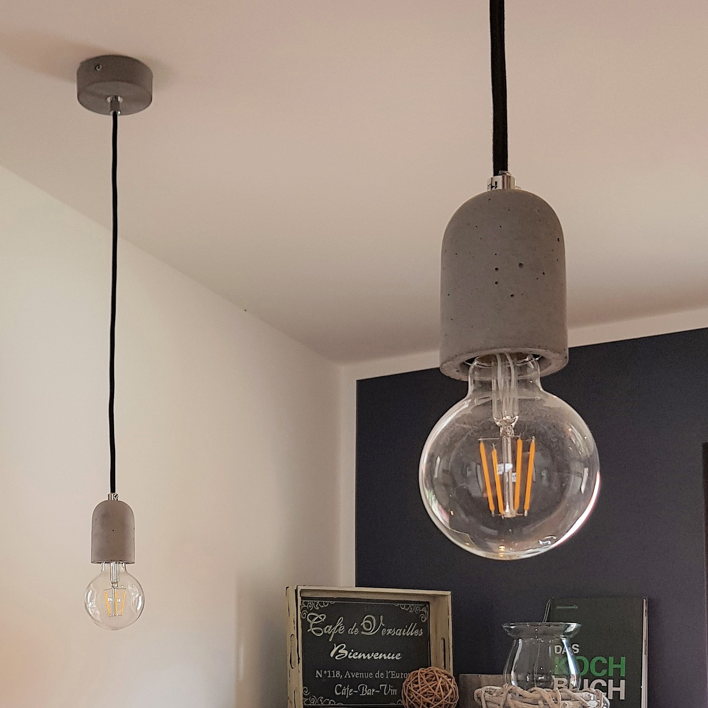 SPOT Light Pendelleuchte »AMORY«, 1 flammig, Leuchtmittel E27 | ohne Leuchtmittel, Hängeleuchte, Echtes Beton - handgefertigt, Textilkabel, Naturprodukt
