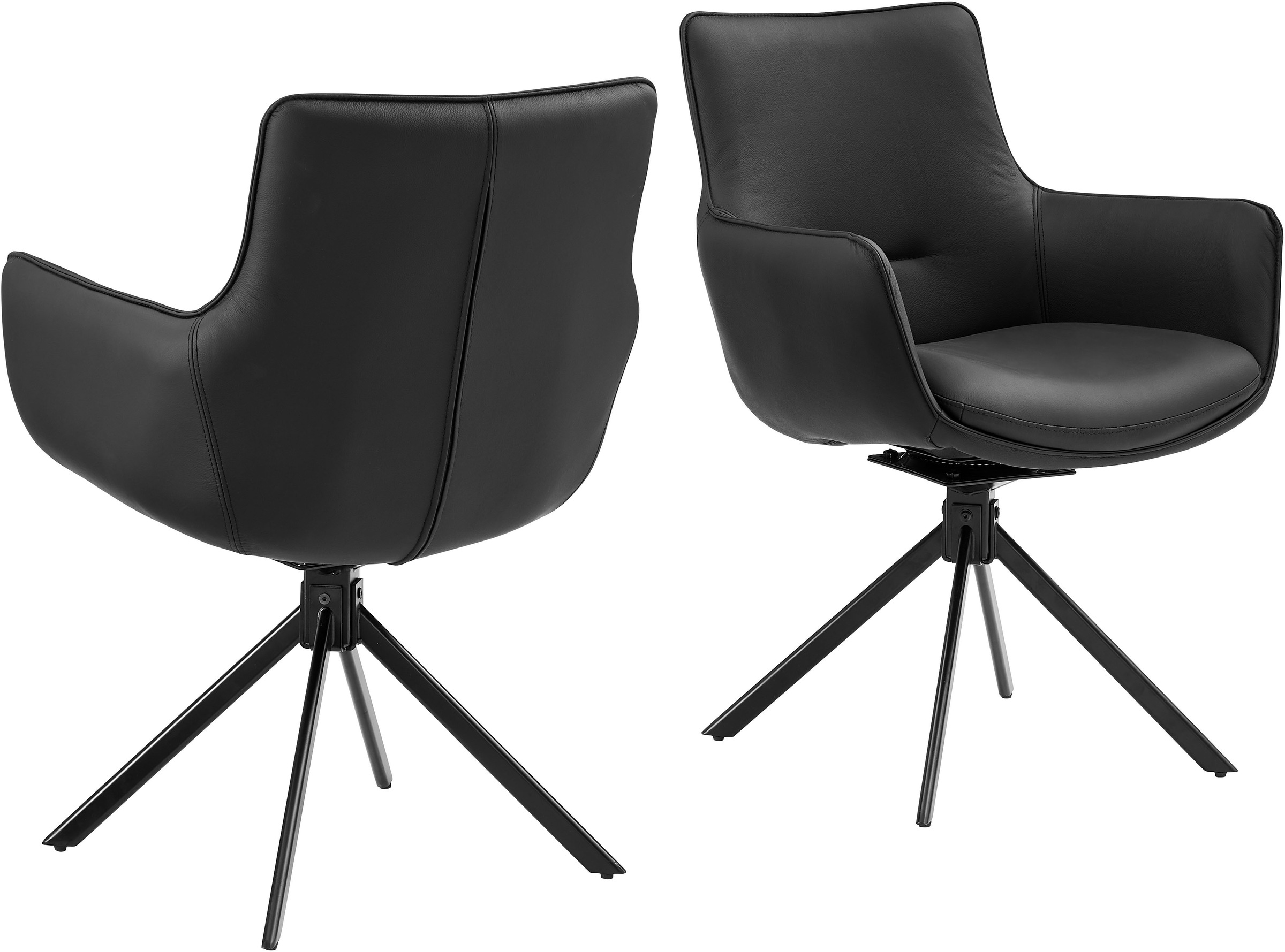 OTTO home Drehstuhl (Set) 2 Stk.Naturleder Bezug, 360° drehbares Gestell aus Eisen