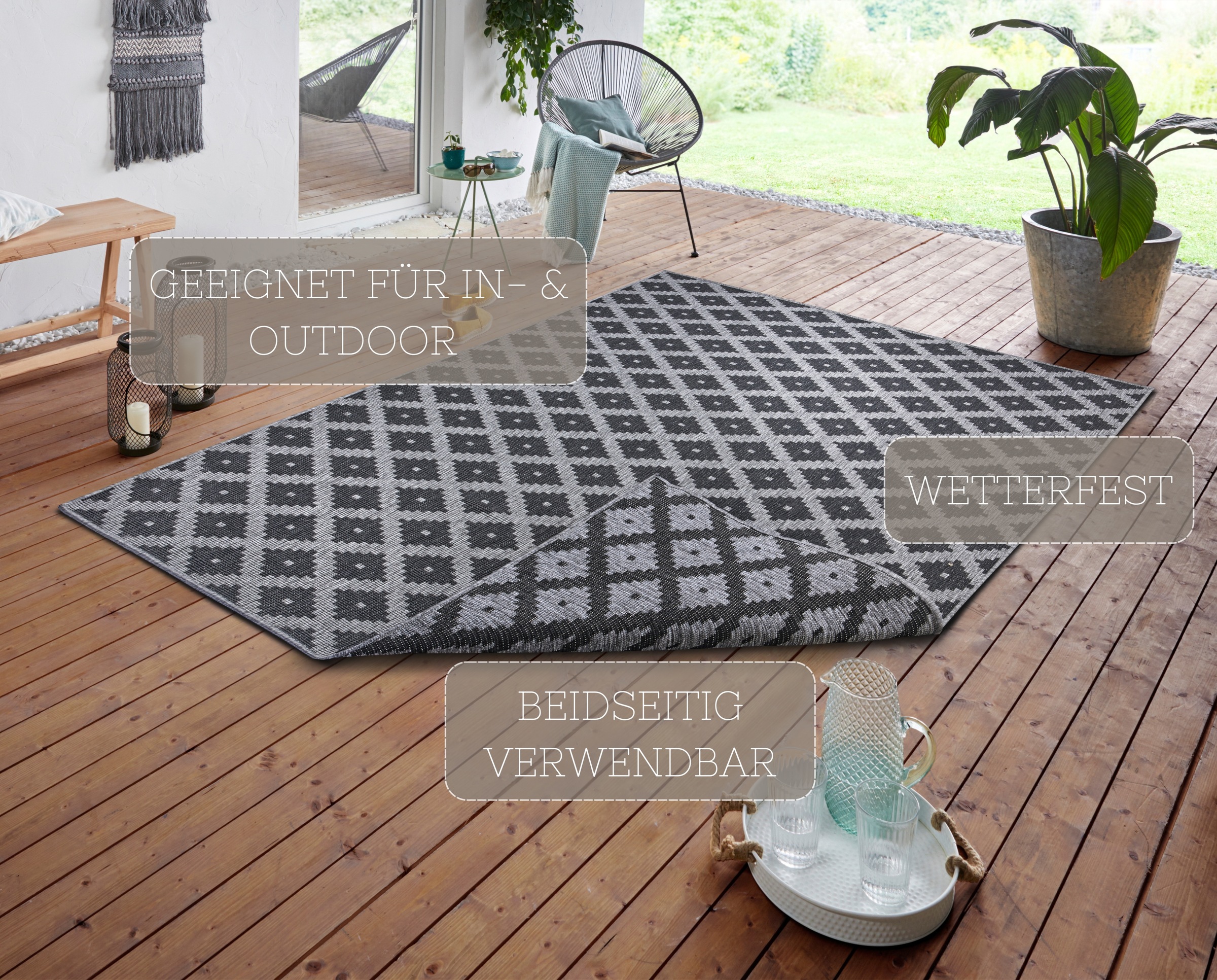 NORTHRUGS Teppich »Nizza Wendeteppich«, rechteckig, 5 mm Höhe, In-& Outdoor günstig online kaufen