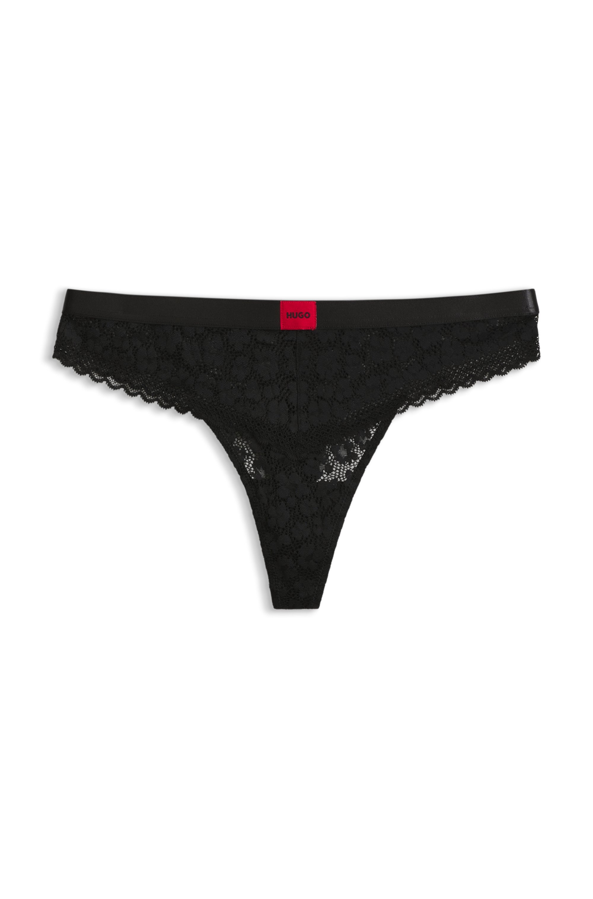 HUGO Underwear String »SAVANA« aus Spitze mit Leopardenmuster und Logo am Bund