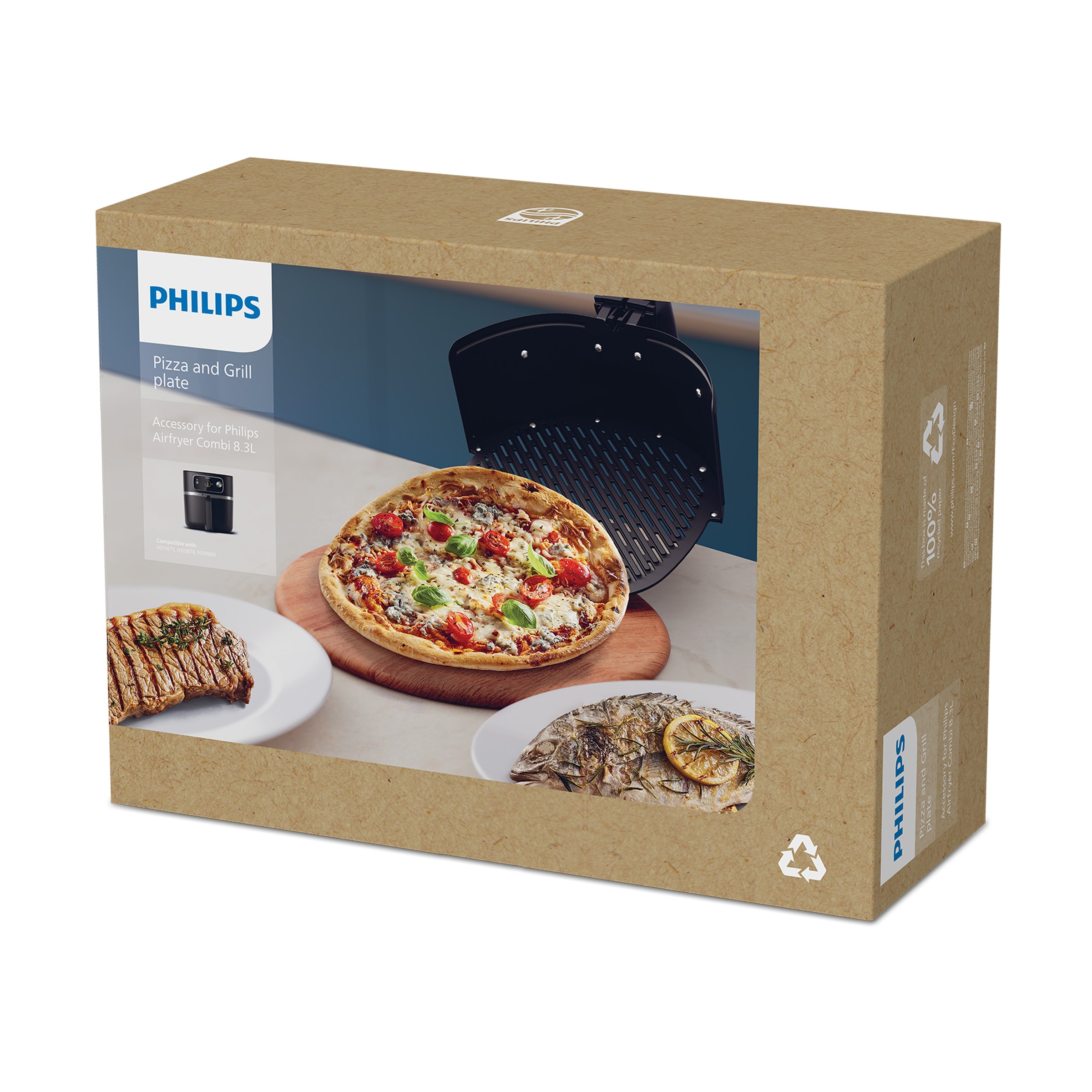 Philips Pizzablech »HD9963/00, Pizza & Grill Airfryer Zubehör«, kompatibel mit Philips Airfryer Combi 7000 Series, spülmaschinenfest