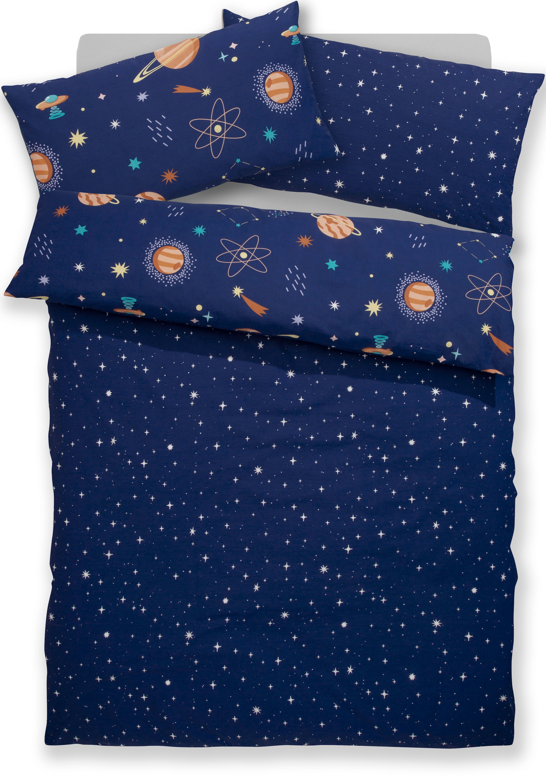 Lüttenhütt Kinderbettwäsche »CUDDLEE«, in vielen Designs: Dino,Einhorn,Weltraum,Baustelle,Herz,Trecker,Safari