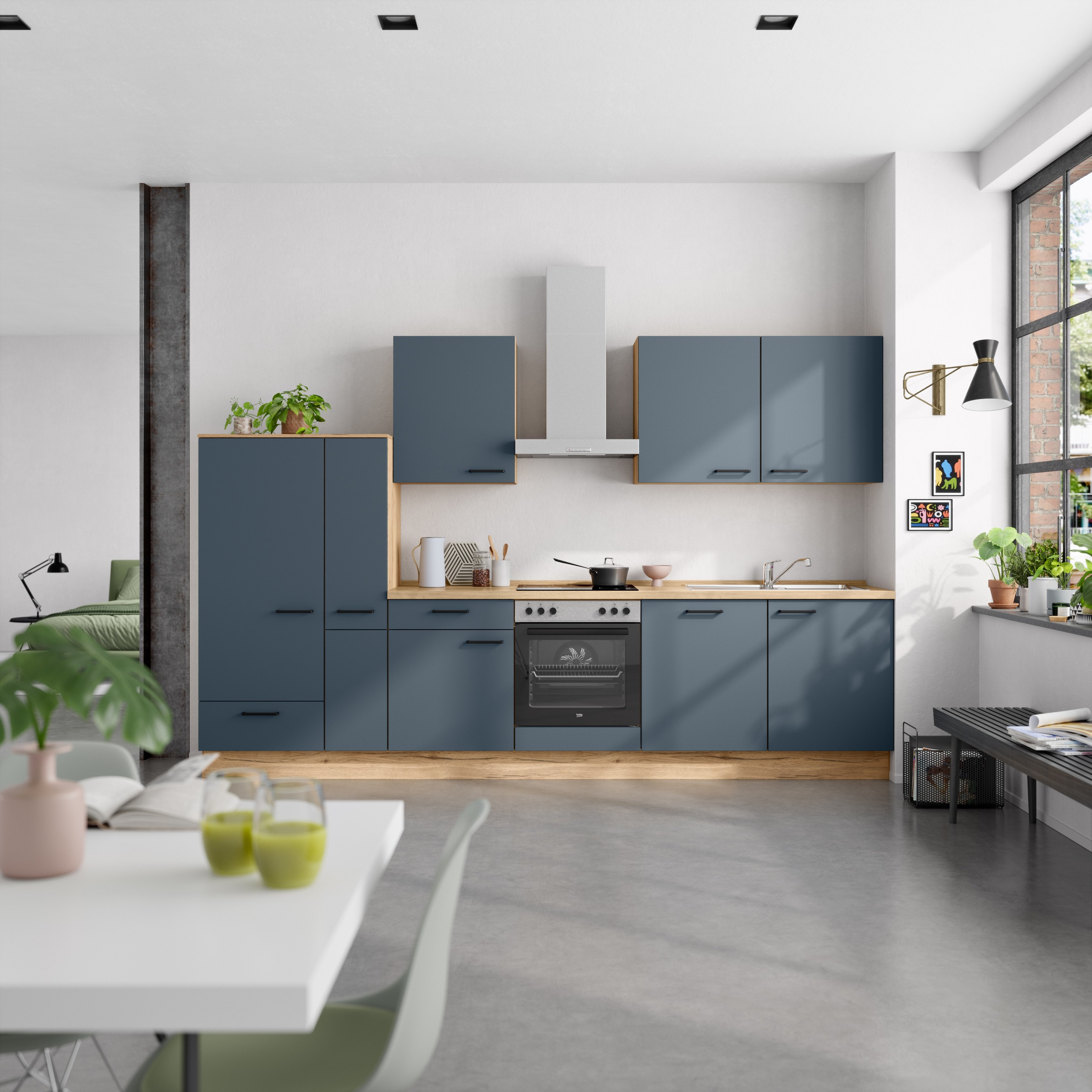 nobilia® Küchenzeile »"Easytouch I"« vormontiert,  Ausrichtung wählbar, Breite 330 cm, wahlw. mit E-Geräten