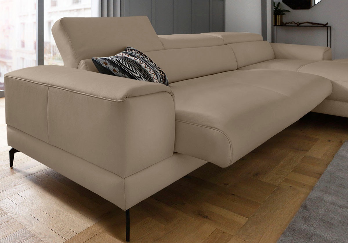 W.SCHILLIG Ecksofa »piedroo, Designsofa mit tollem Sitzkomfort, bequem, L-Form«, Kopfteilverstellung, wahlweise mit Sitztiefenverstellung, Breite 343cm