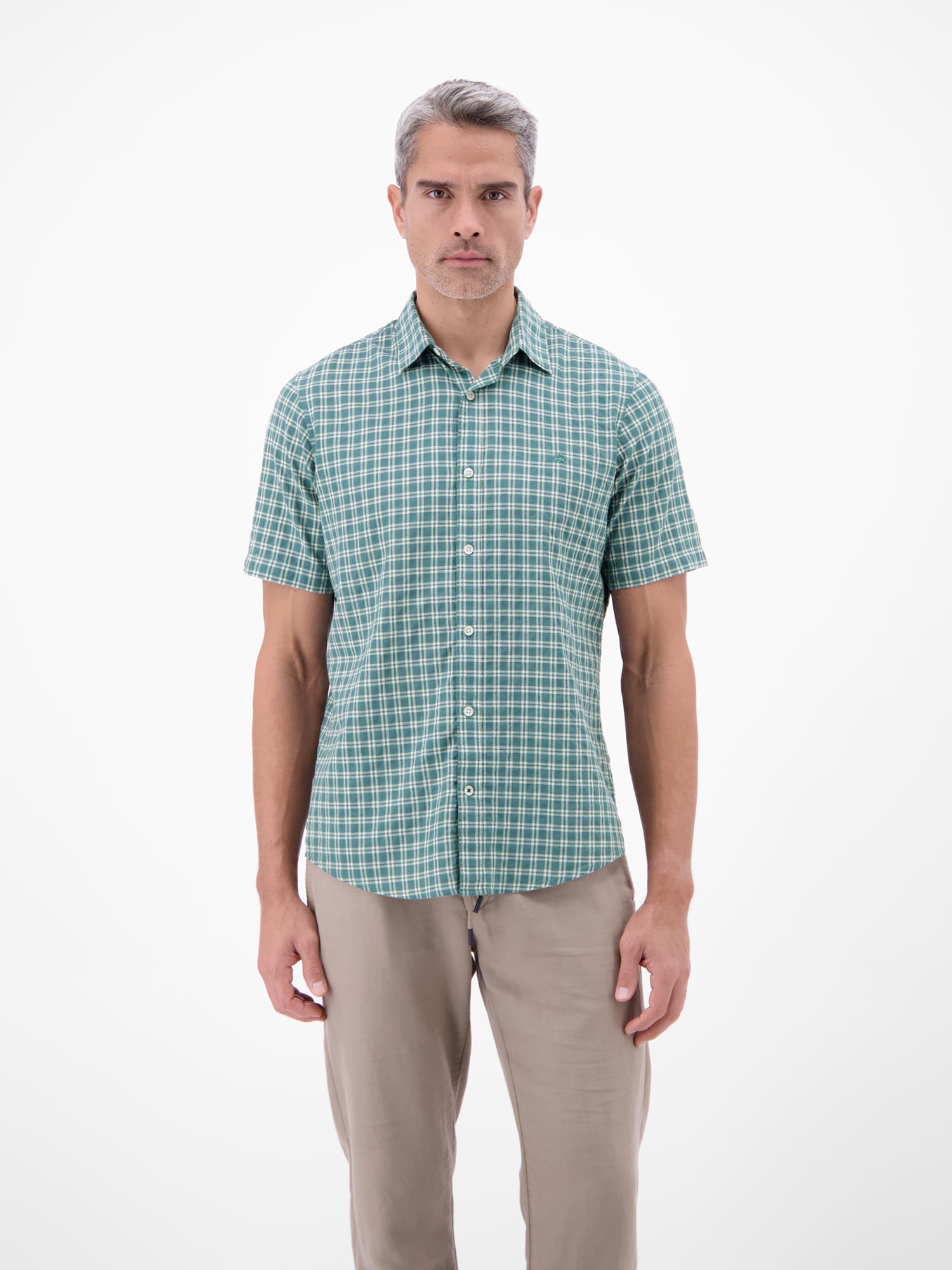 LERROS Kurzarmhemd »Kariertes Kurzarmhemd in Seersuckerqualität«