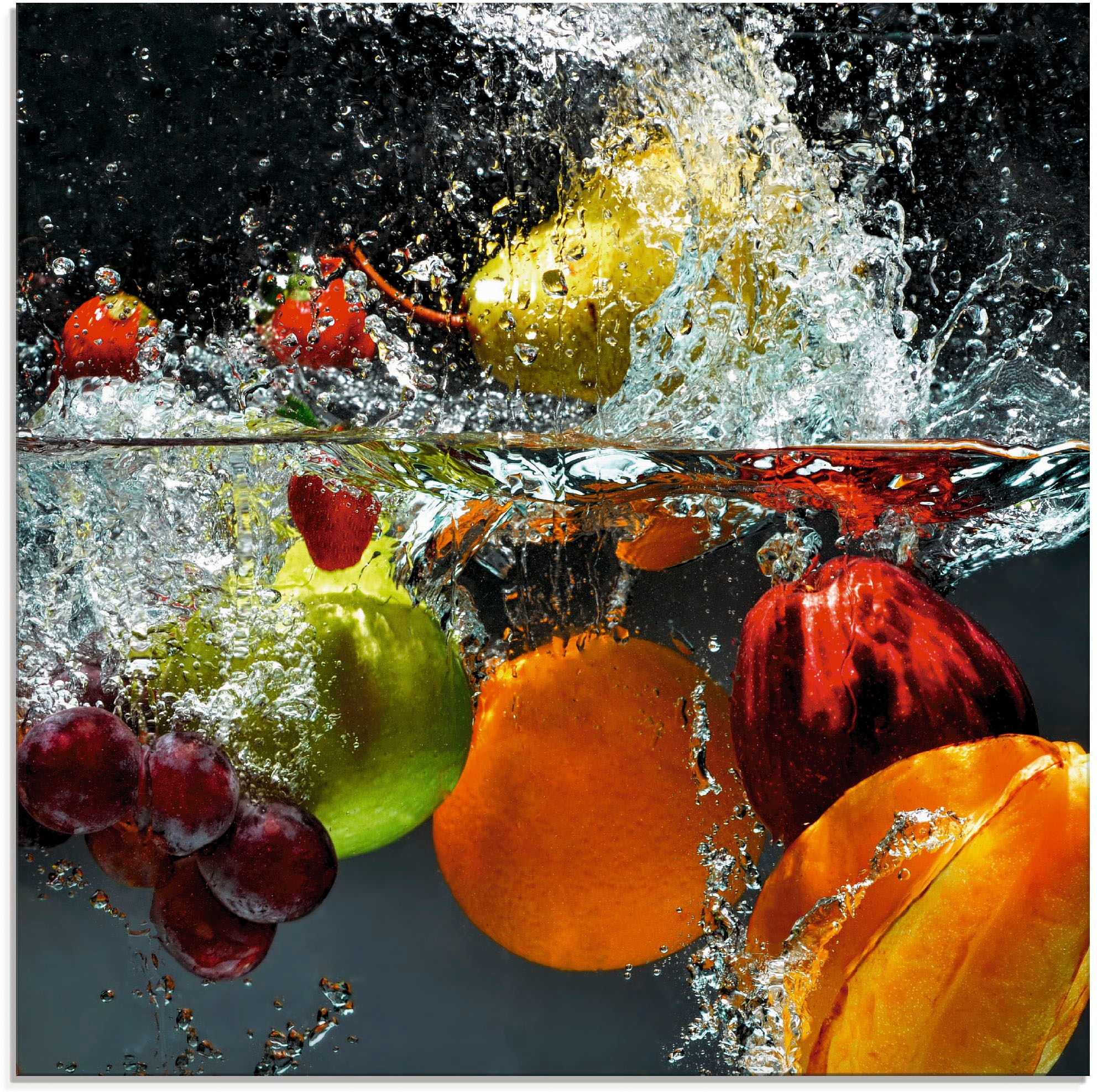 Artland Glasbild »Spritzendes Obst auf dem Wasser«, Lebensmittel, (1 St.), in verschiedenen Größen