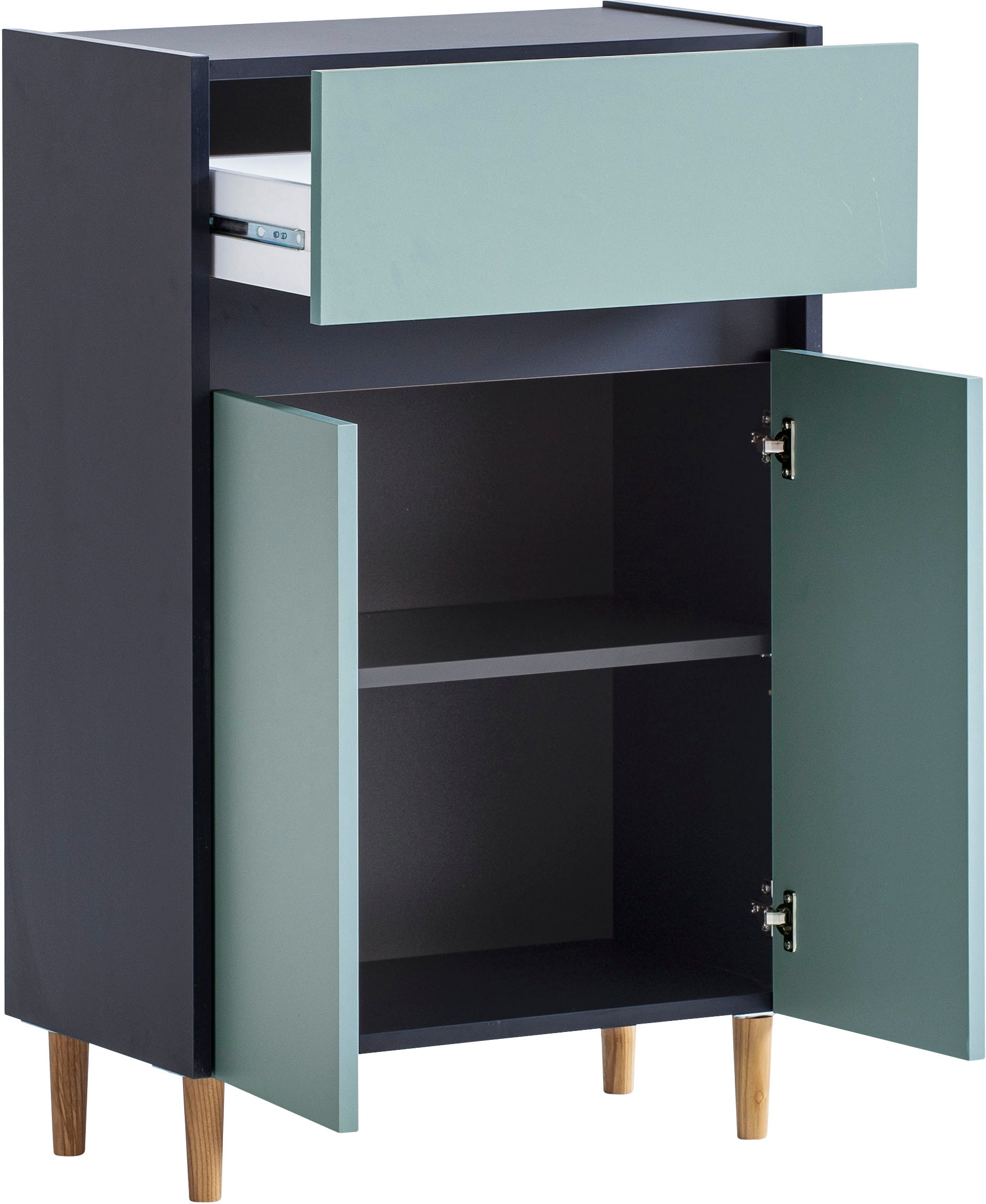 welltime Unterschrank »Lovis, Breite 56 cm«, Metallbeschläge, Möbelfüße aus Massivholz