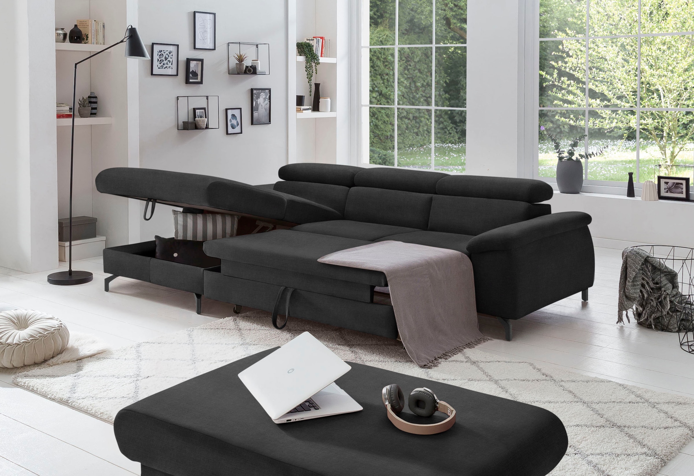 COTTA Ecksofa »Kitty L-Form«, mit Kopfteilverstellung, wahlweise mit Bettfunktion & Bettkasten