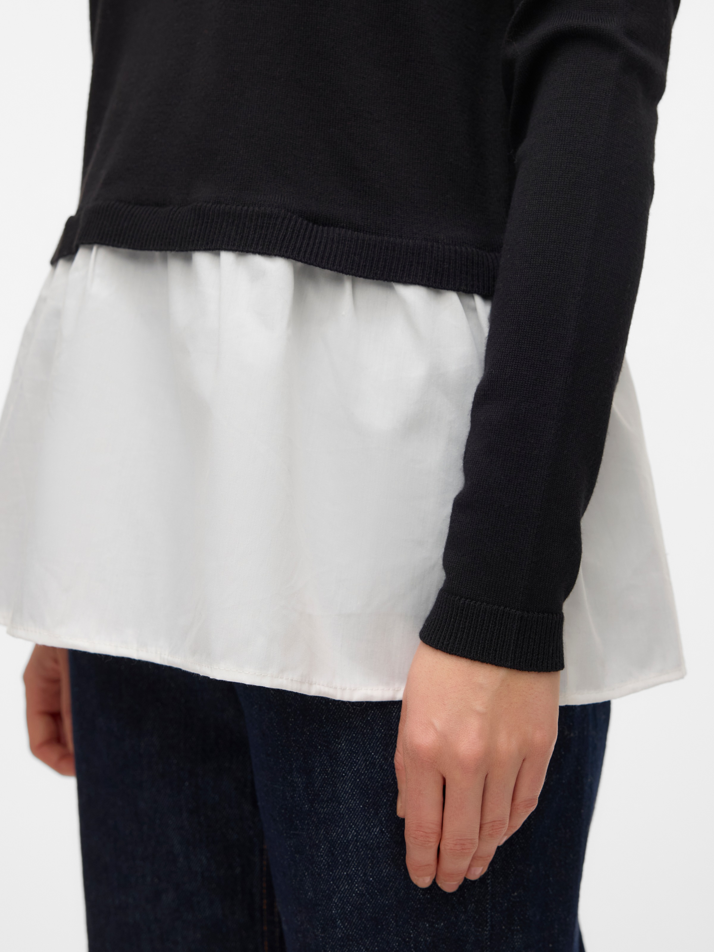 Vero Moda Rundhalspullover »VMJOSE LS O-NECK WVN MIX PULLOVER GA BOO«