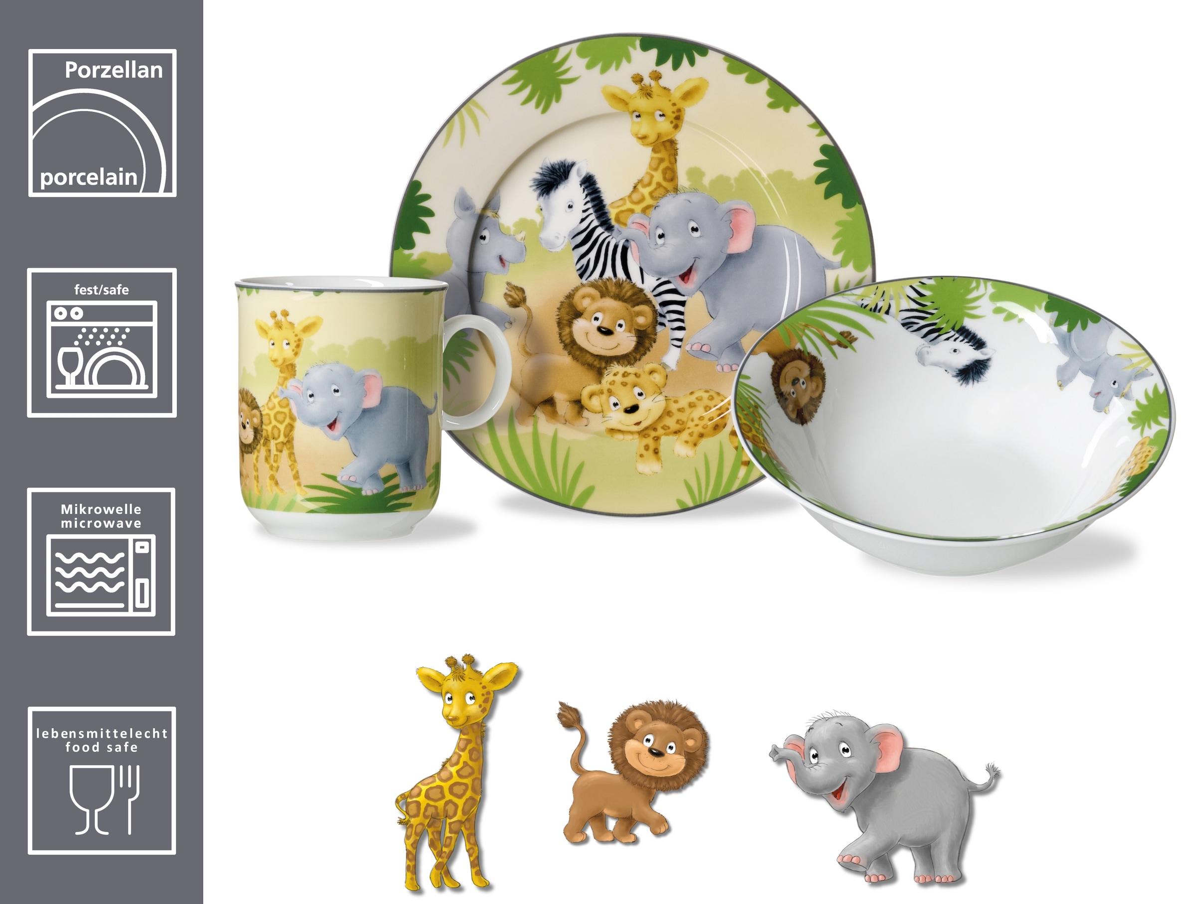 Ritzenhoff & Breker Kindergeschirr-Set »Afrikatiere«, (Set, 3 tlg.), in Geschenkverpackung