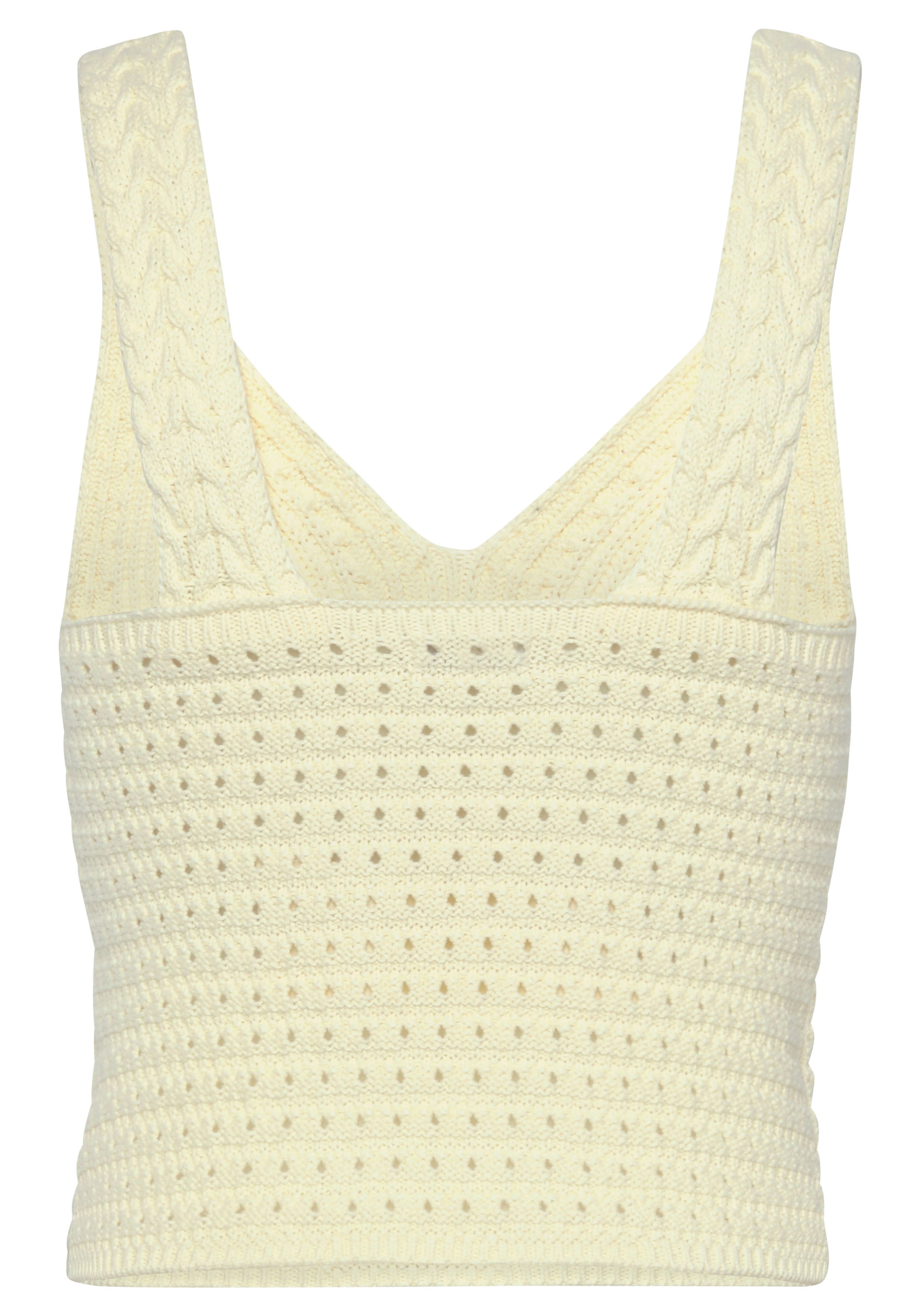 LASCANA Stricktop, in verkürzter Länge, Damentop aus 100% Baumwolle mit Zopfmuster