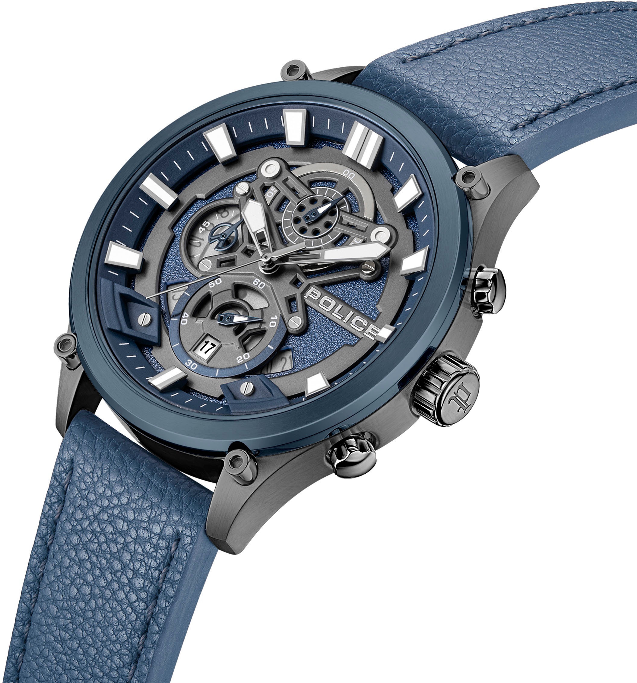 Police Multifunktionsuhr »WADDEN«, Quarzuhr, Armbanduhr, Herrenuhr, Lederarmband, analog