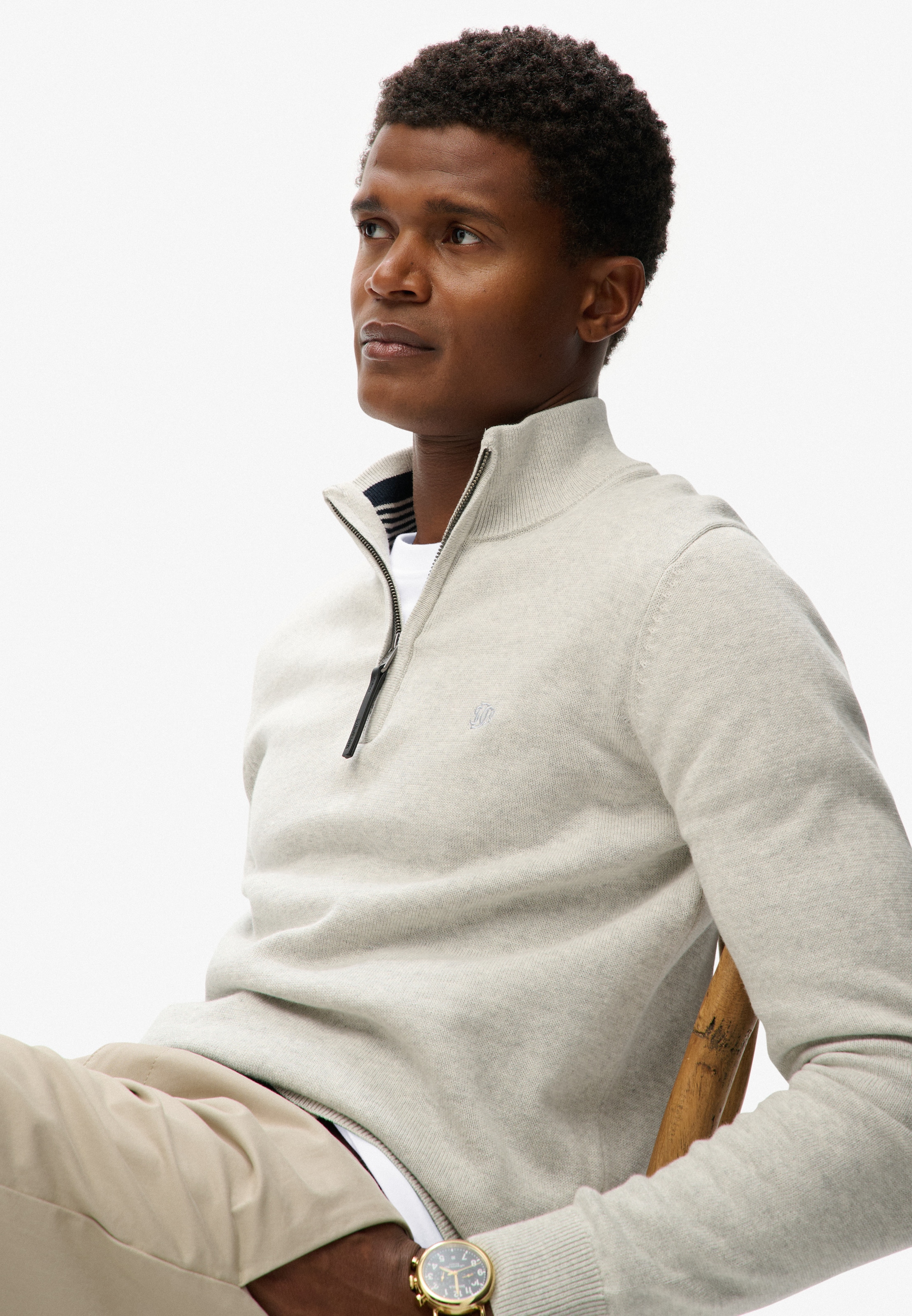Superdry Troyer »ESSENTIALS COTTON HALF ZIP« aus Baumwolle, Slim Fit, hochschließender Kragen mit Reißverschluss