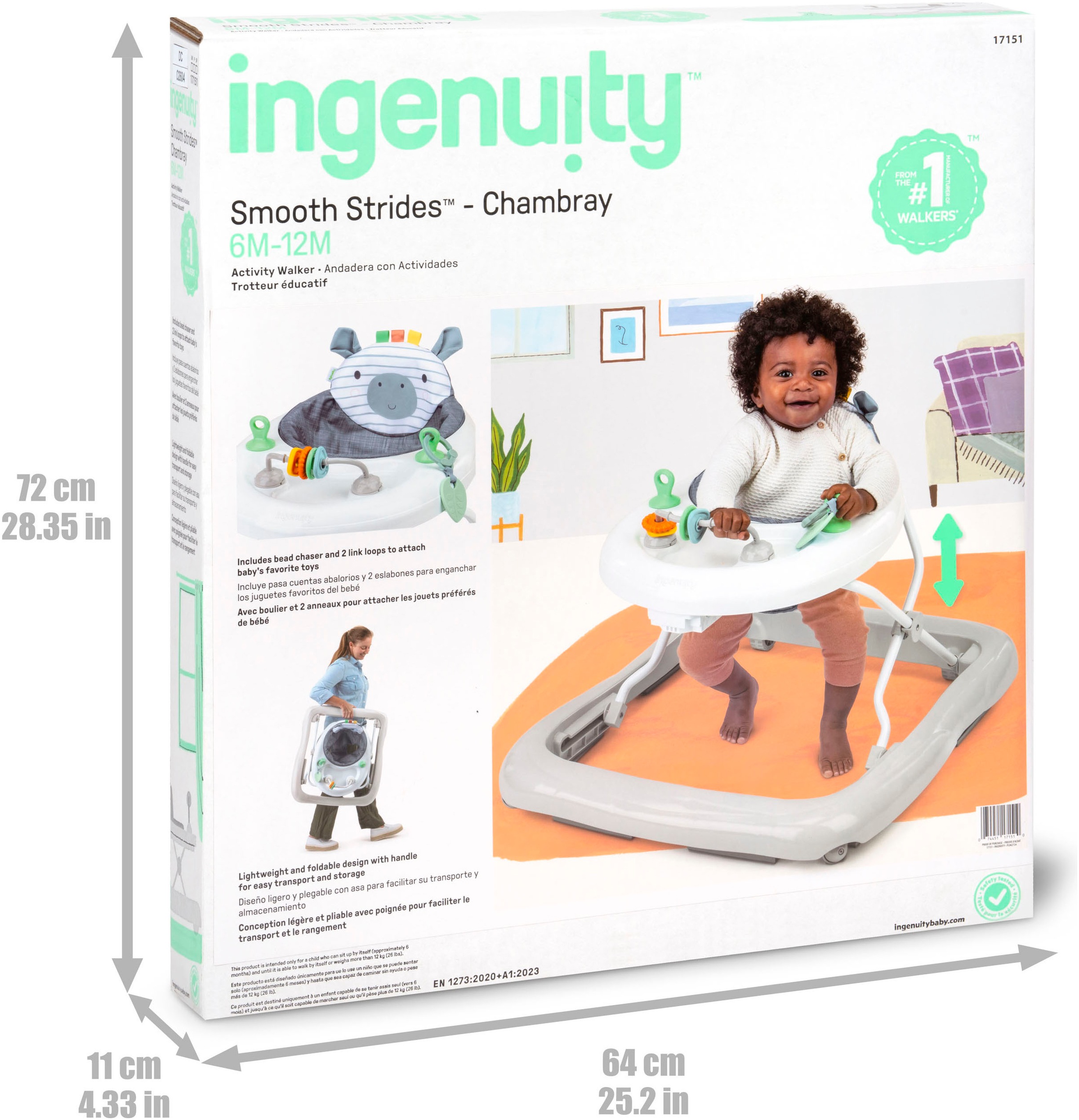 ingenuity Lauflernhilfe »Smooth Strides Activity Walker - Chambray«