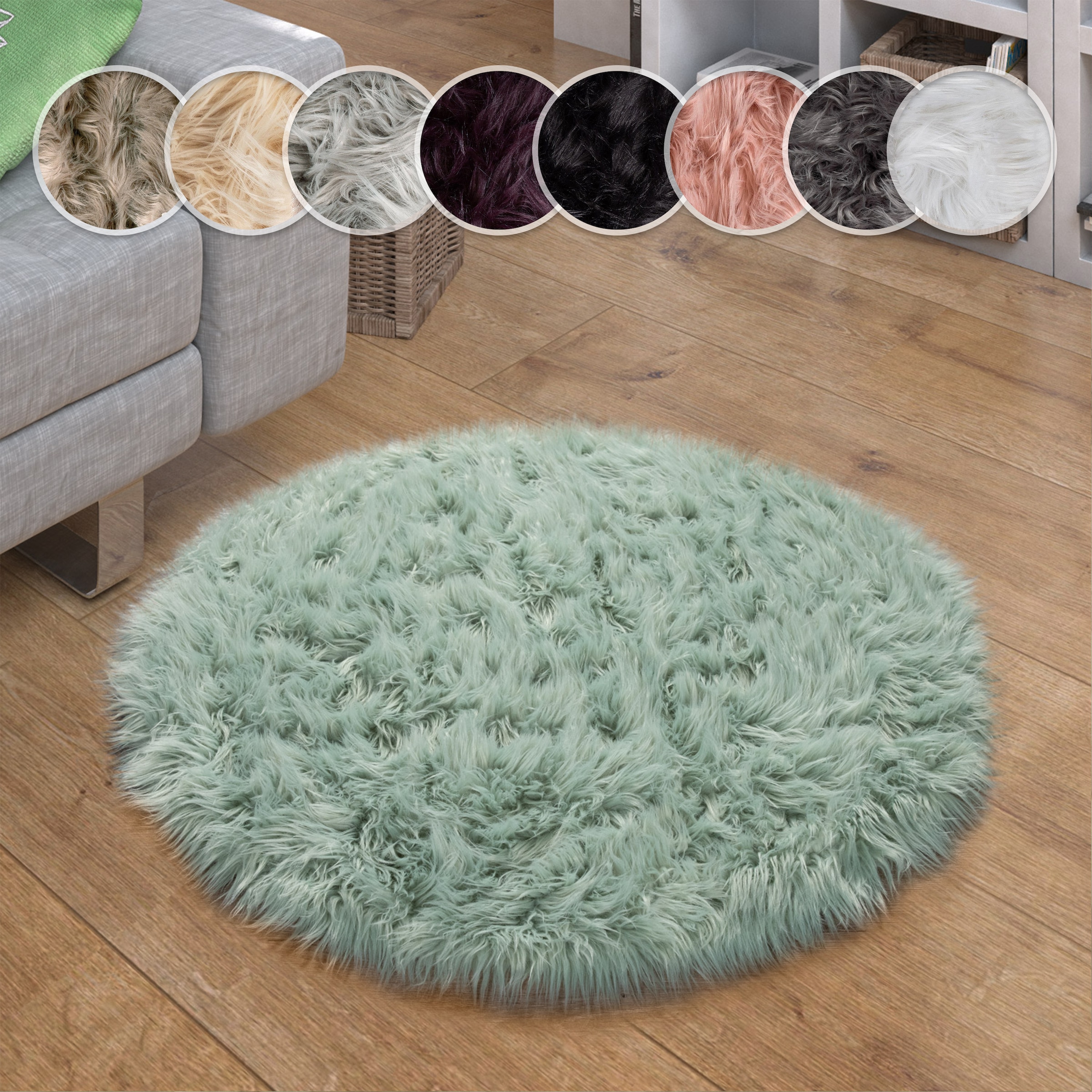 Paco Home Fellteppich »Playa 960« rund 64 mm Höhe Kunstfell, Flokati-Optik, günstig online kaufen