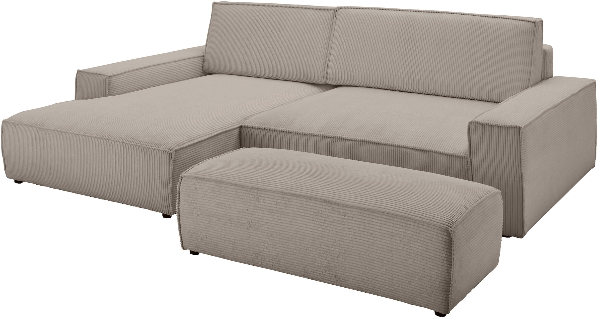 Home affaire Polsterecke »NEU: SHERWOOD XXL tief, L-Form mit Schlaffunktion, Big-Sofa mit Hocker«, (Set, 2 St.), stellbar zum Schlafsofa (Krokodilverbinder), Cord, Leinenoptik