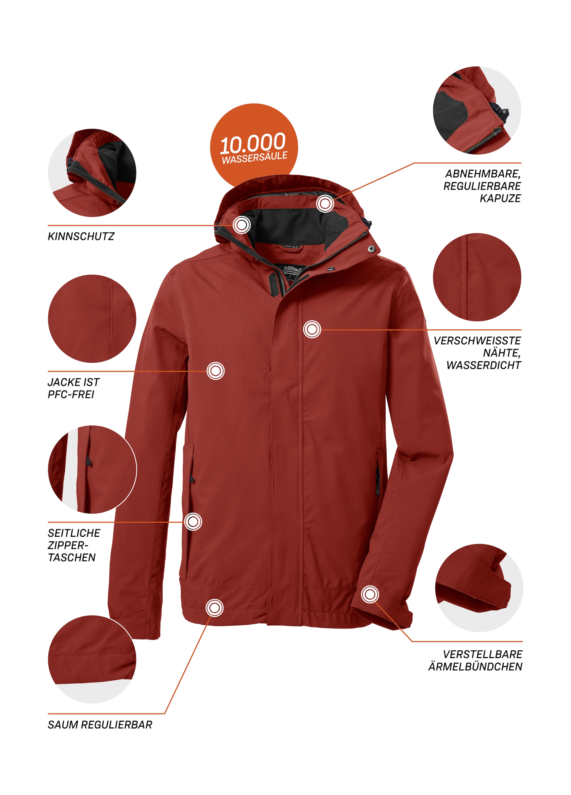 Killtec Outdoorjacke »KOS 87 MN JCKT_XENIOS« 100% wasser- und winddicht, abzippbare Kapuze, verstellbare Bündchen