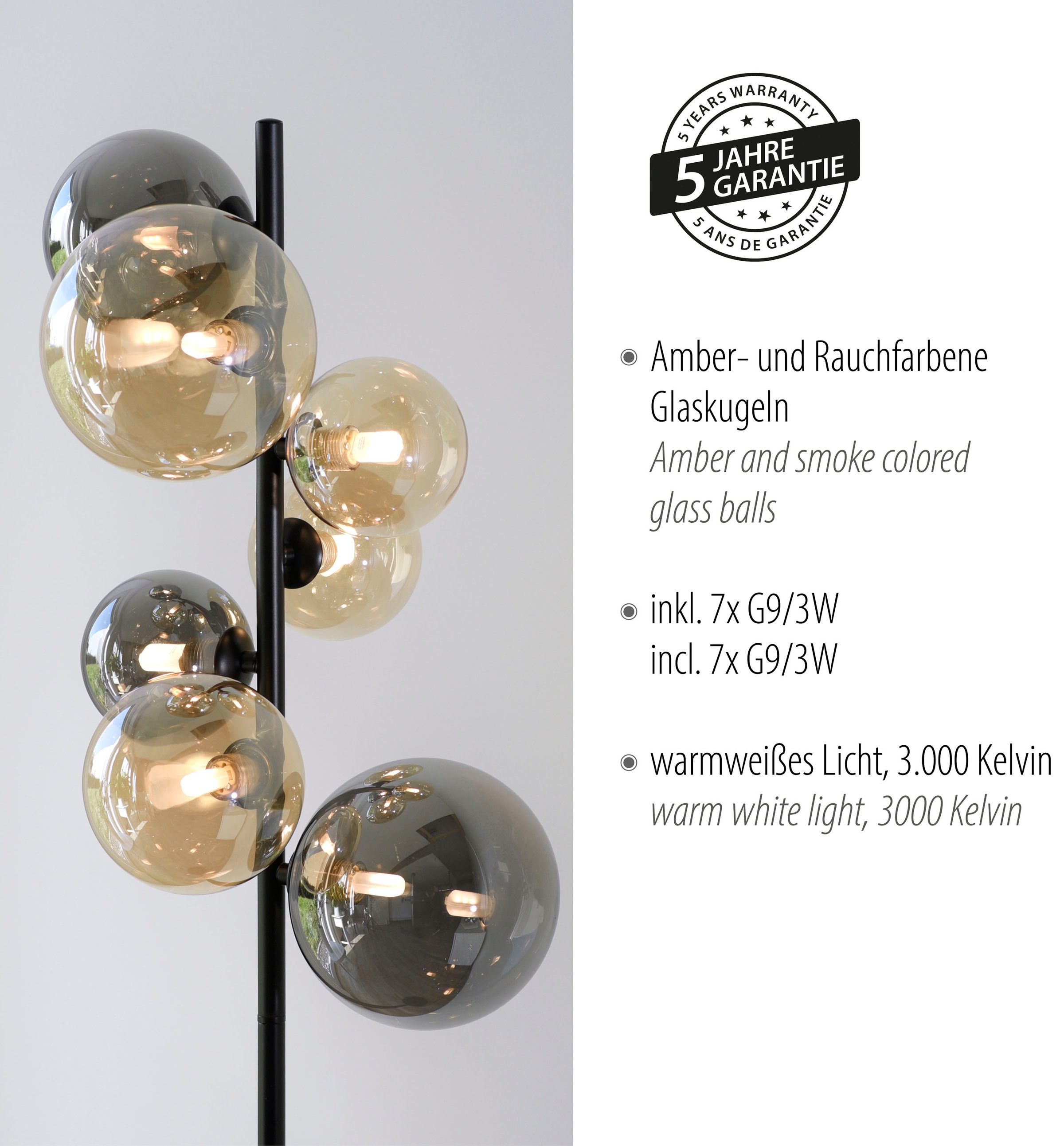 Paul Neuhaus Stehlampe »POPSICLE«, 7 flammig, Leuchtmittel G9 | LED wechselbar