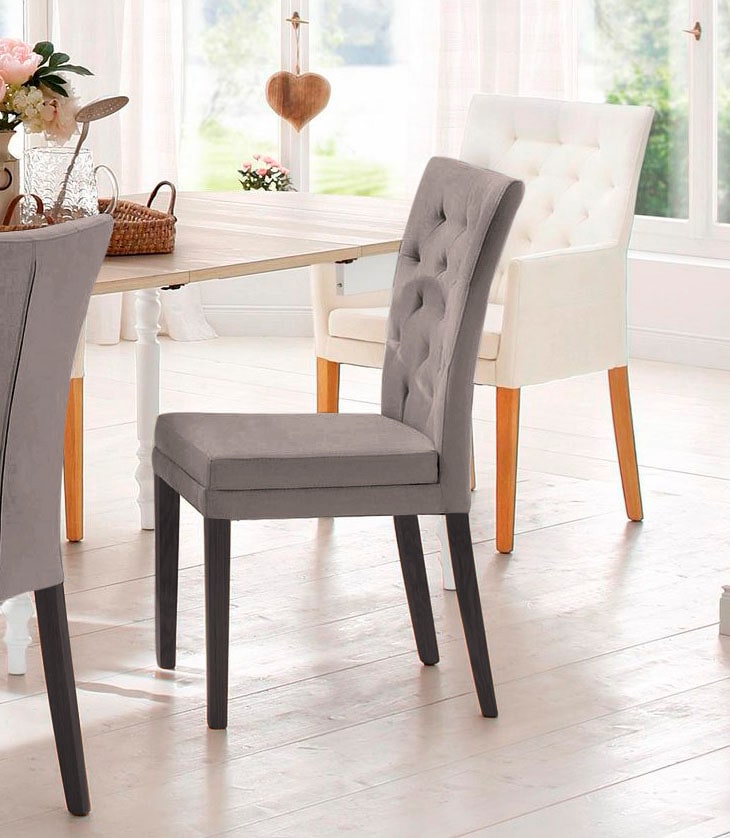 Home affaire 4-Fußstuhl »Colorado«, (Set), 2 St., Luxus-Microfaser, Beine aus Buche, wengefarben lackiert, Im 2er, 4er oder 6er-Set