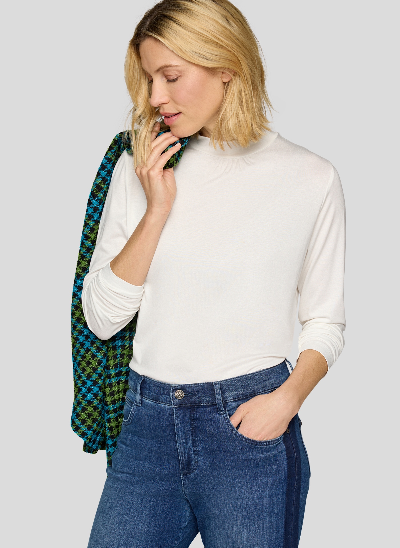 Rabe Langarmshirt mit Stehkragen und aus Viskose