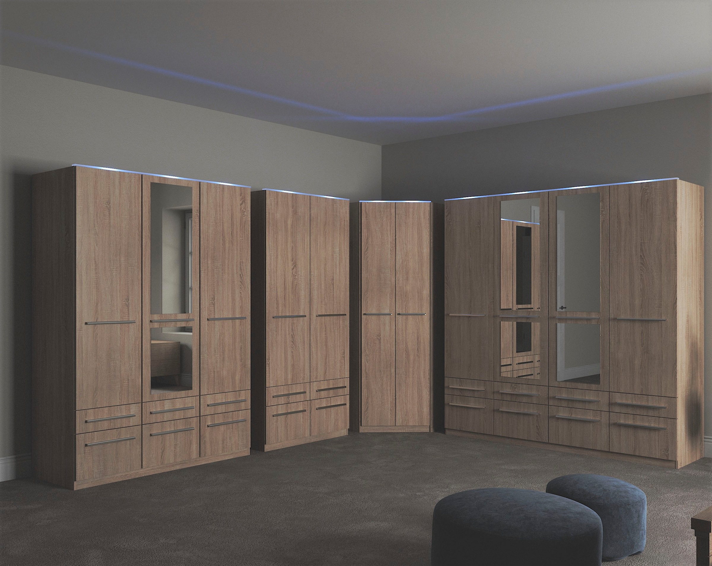 priess Kleiderschrank »Schrank Garderobe Wäscheschrank Barcelona in 5 Breiten«, viel Stauraum, geräumige Schubkästen, mit Spiegel, MADE IN GERMANY