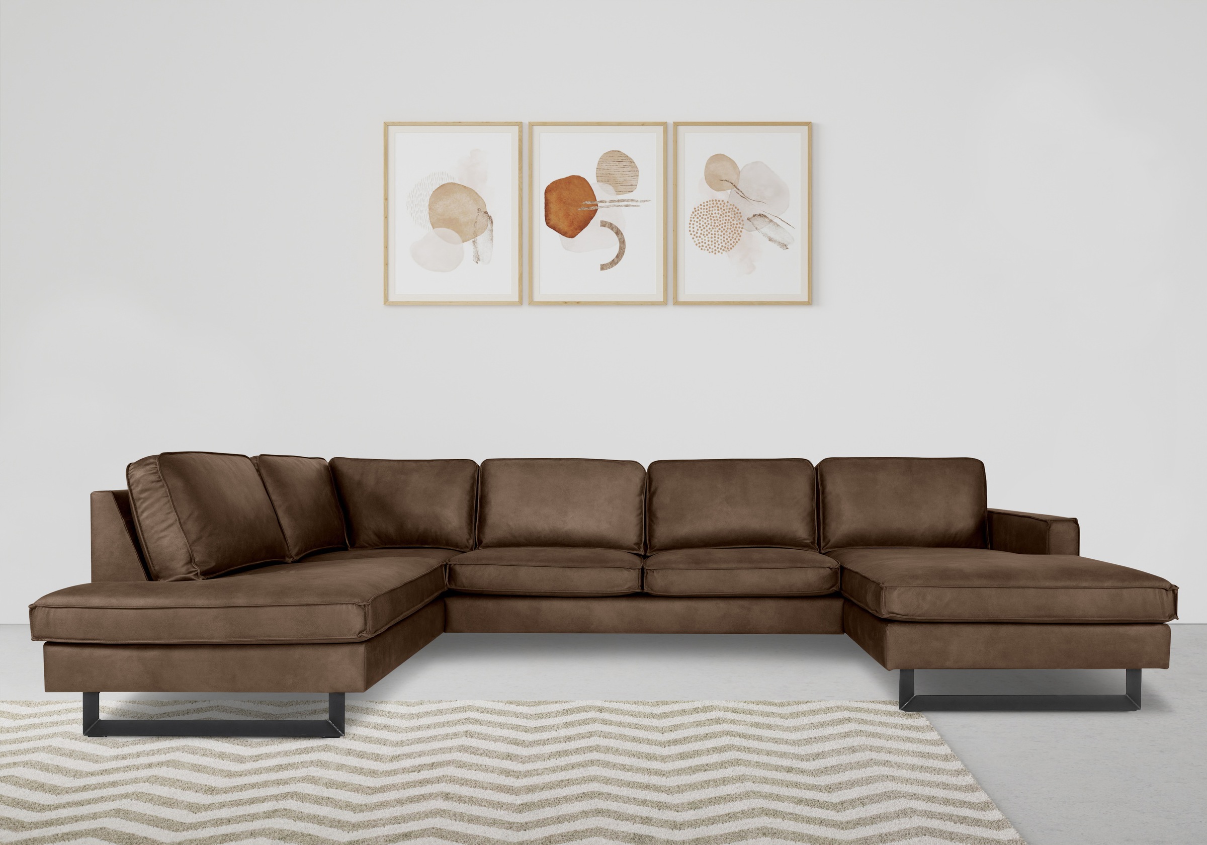 Places of Style Wohnlandschaft »Pinto, 350 cm, U-Form, XXL, mit Ottomanen«, günstig online kaufen