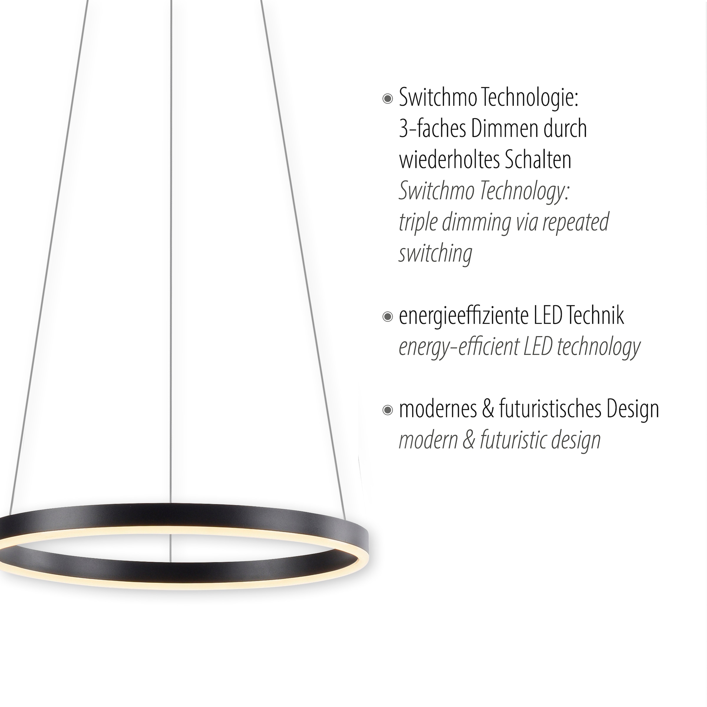 JUST LIGHT Pendelleuchte »RITUS«, 1 flammig, Leuchtmittel LED-Board | LED fest integriert, LED, dimmbar, Switchmo