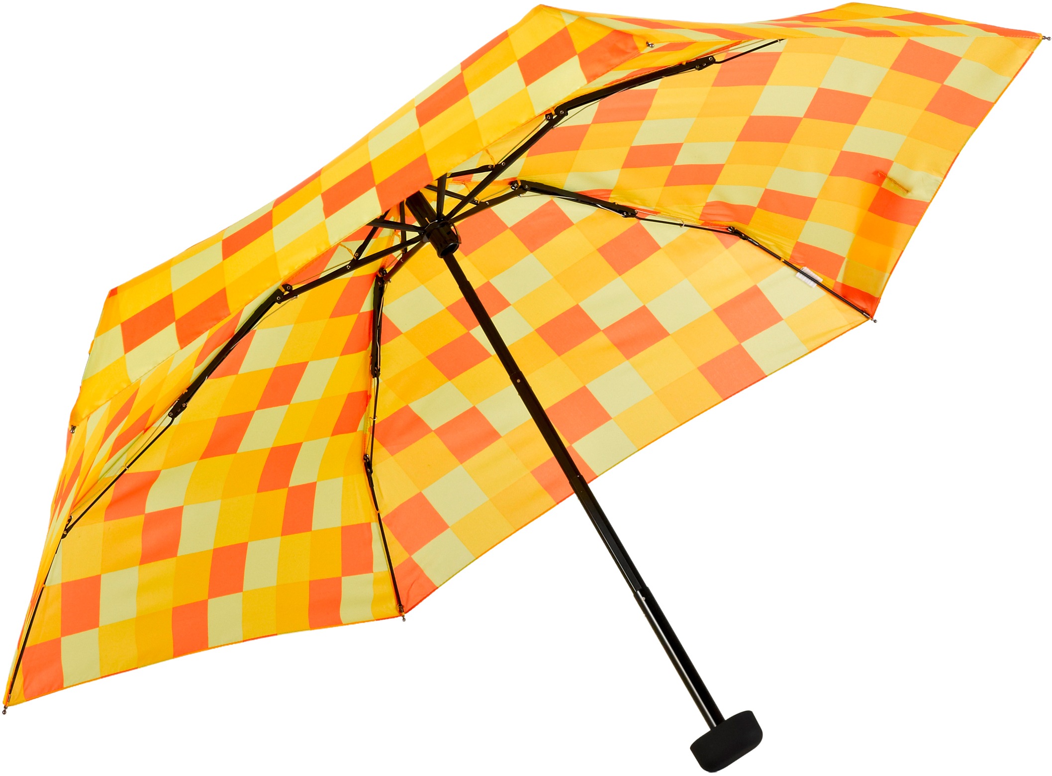 EuroSCHIRM® Taschenregenschirm »Dainty, Karo gelb orange«, und kaufen online extra kurz flach
