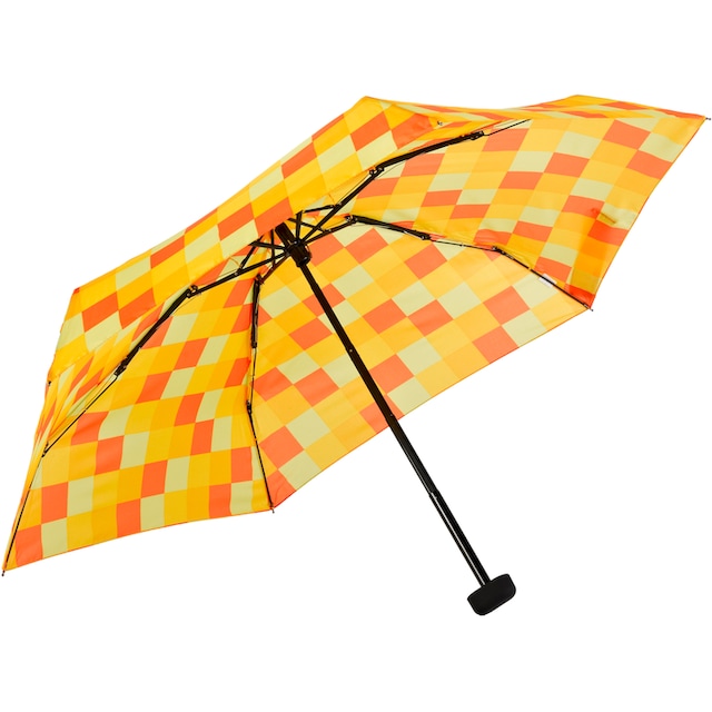 EuroSCHIRM® Taschenregenschirm »Dainty, Karo gelb orange«, extra flach und  kurz online kaufen