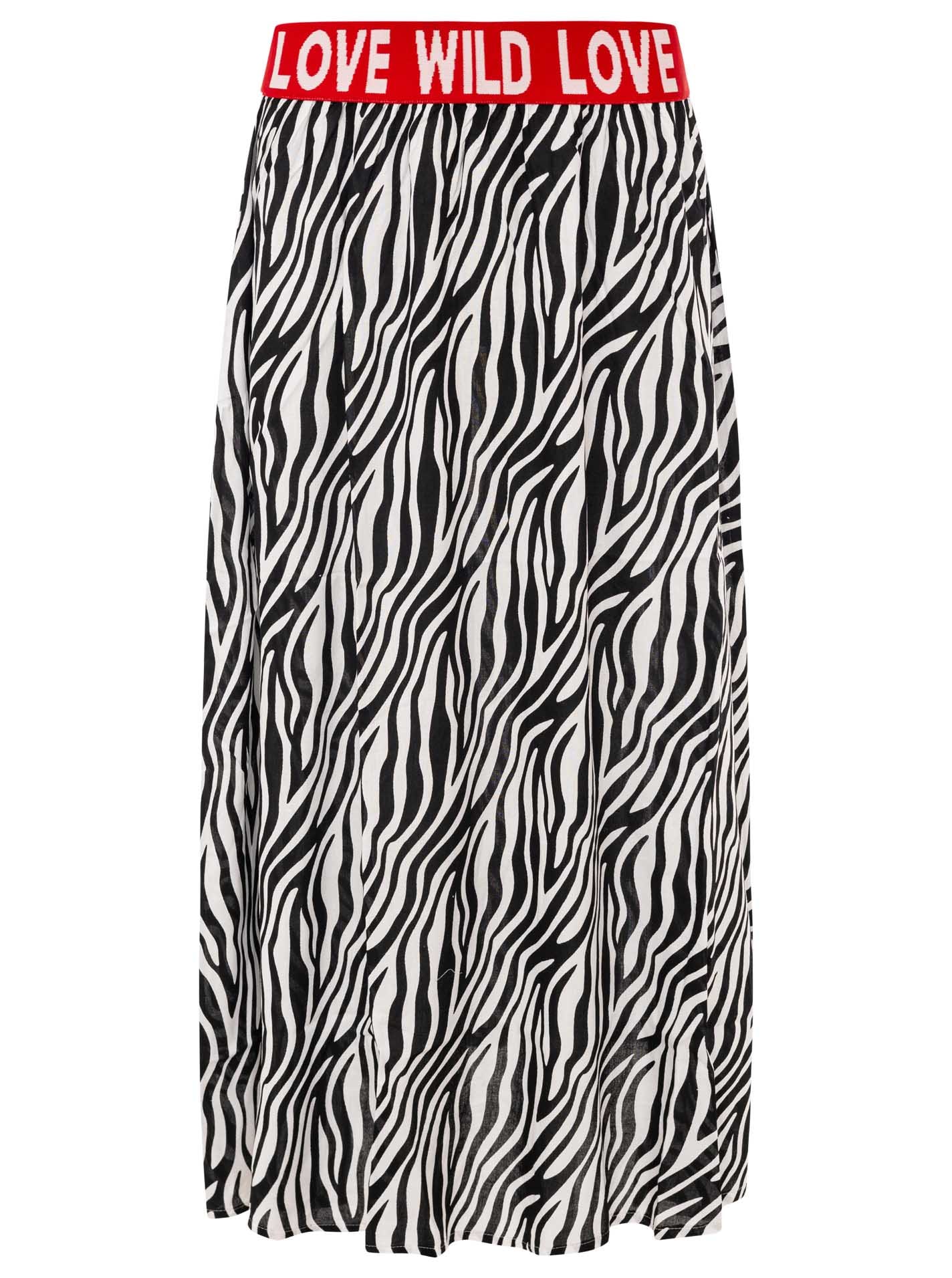 Zwillingsherz Maxirock »"Classic Zebra"« Zebramuster, Gummizug mit Schrift, leichtes Material, knöchellang