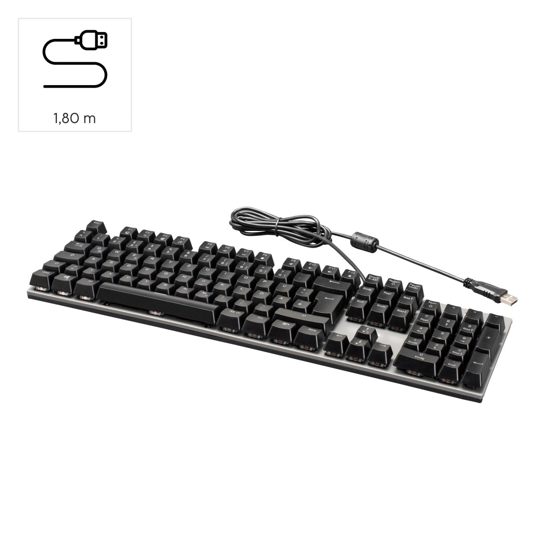 Hama Tastatur »Mechanische Office Tastatur "MKC-650", Schwarz, Anthrazit«, (ausklappbare Füße-Fn-Tasten-ergonomische Form)