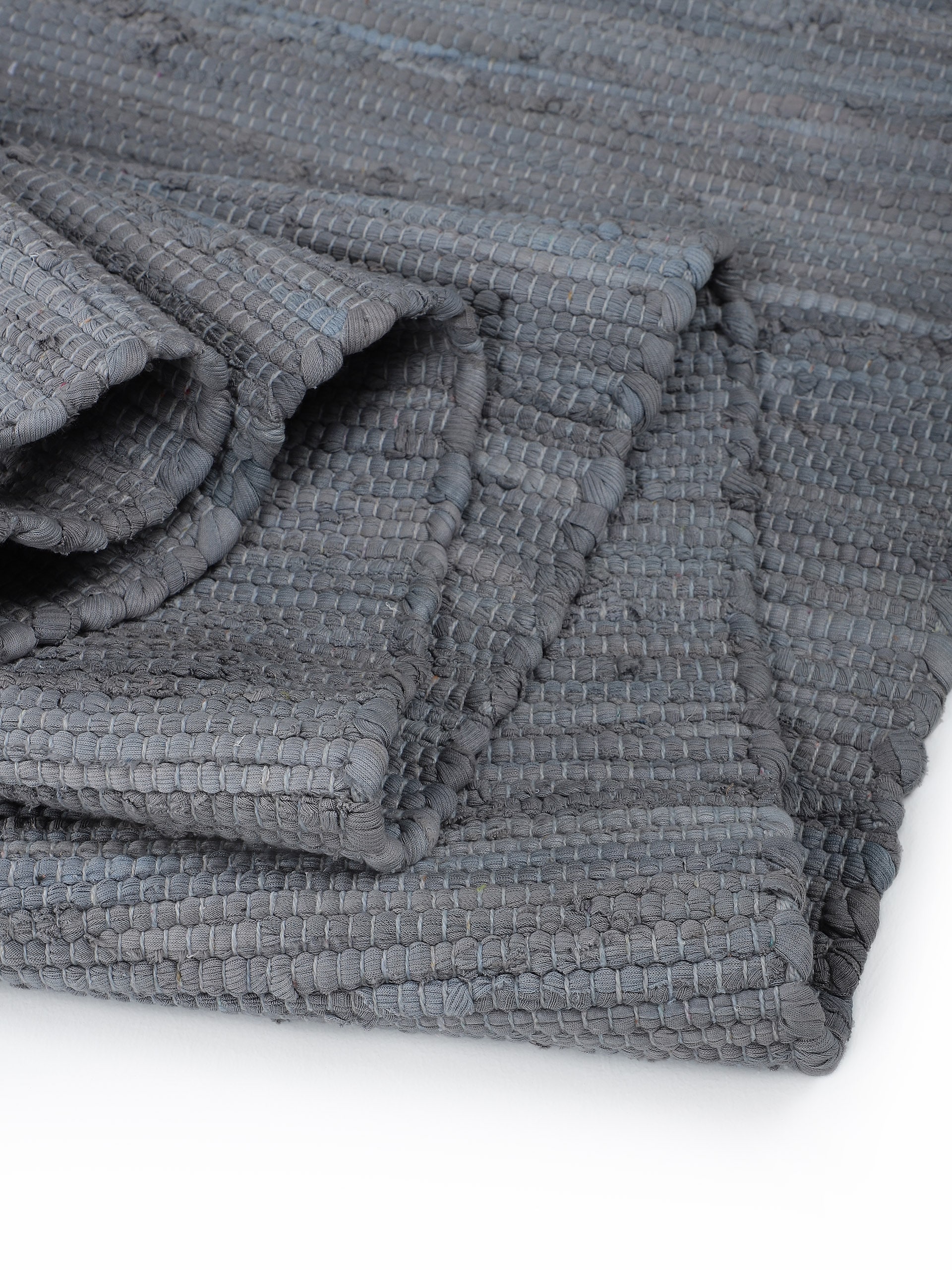 carpetfine Teppich »Kelim Chindi uni«, rechteckig, 5 mm Höhe, Wendeteppich, reine Baumwolle, handgewebt, Uni-Farben, mit Fransen