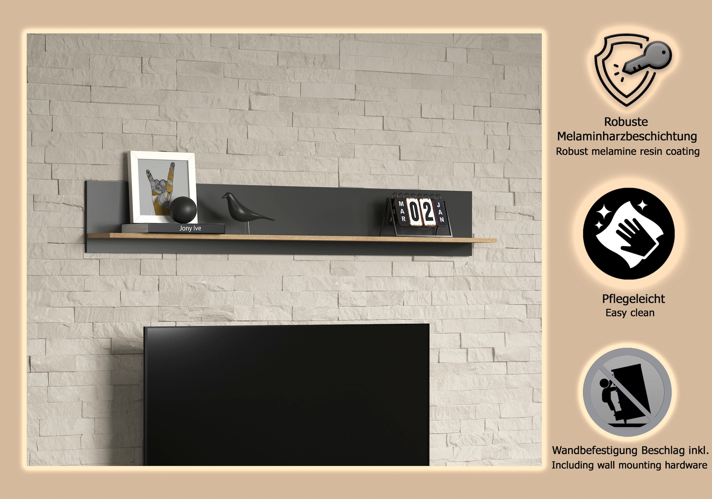 INOSIGN Wandboard »Estepona« 1 Stk. tlg. Großzügige Ablagefläche