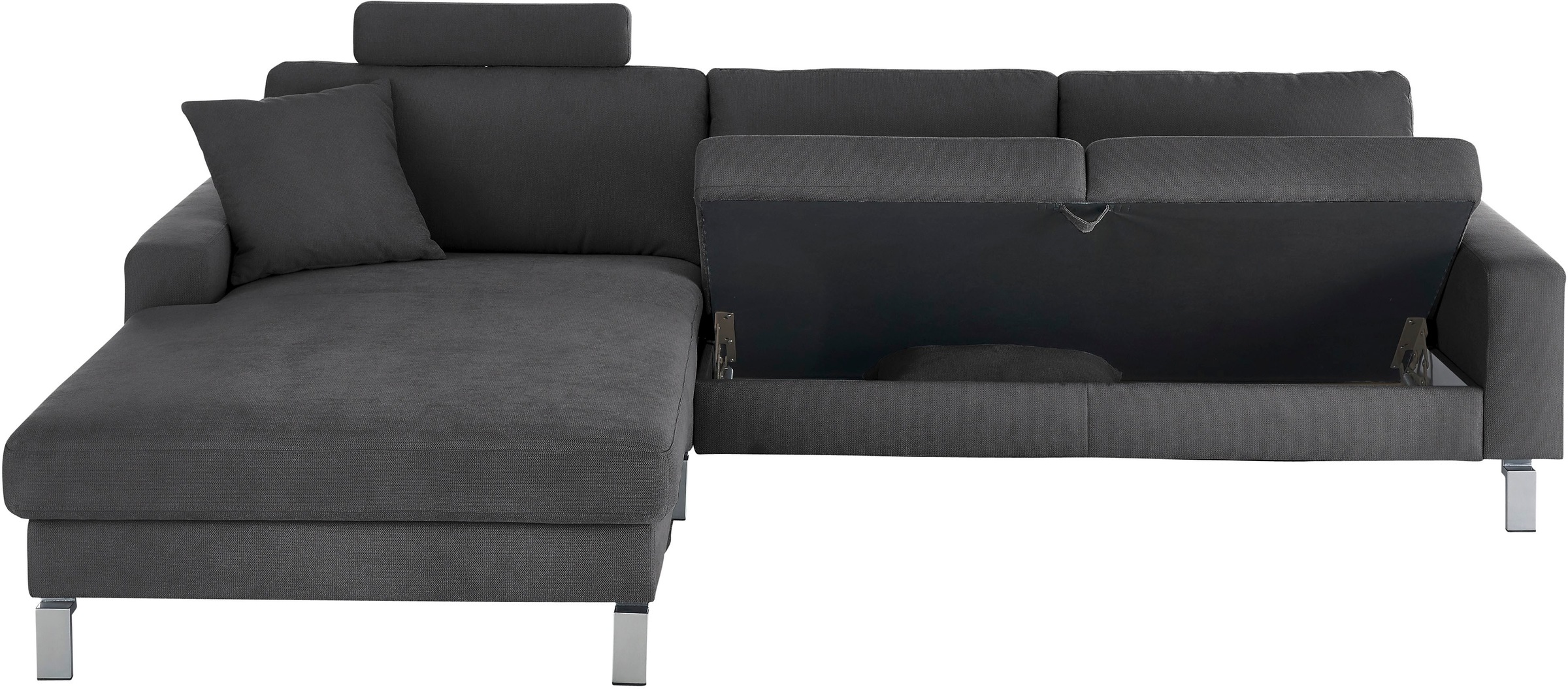 3C Candy Ecksofa »Lecce, wahlweise PUR-Schaumstoff oder Tonnentaschenfederkern«, Bett im 2,5-Sitzer, teilmotorische Schlaffunktion im Longchair, L-Form
